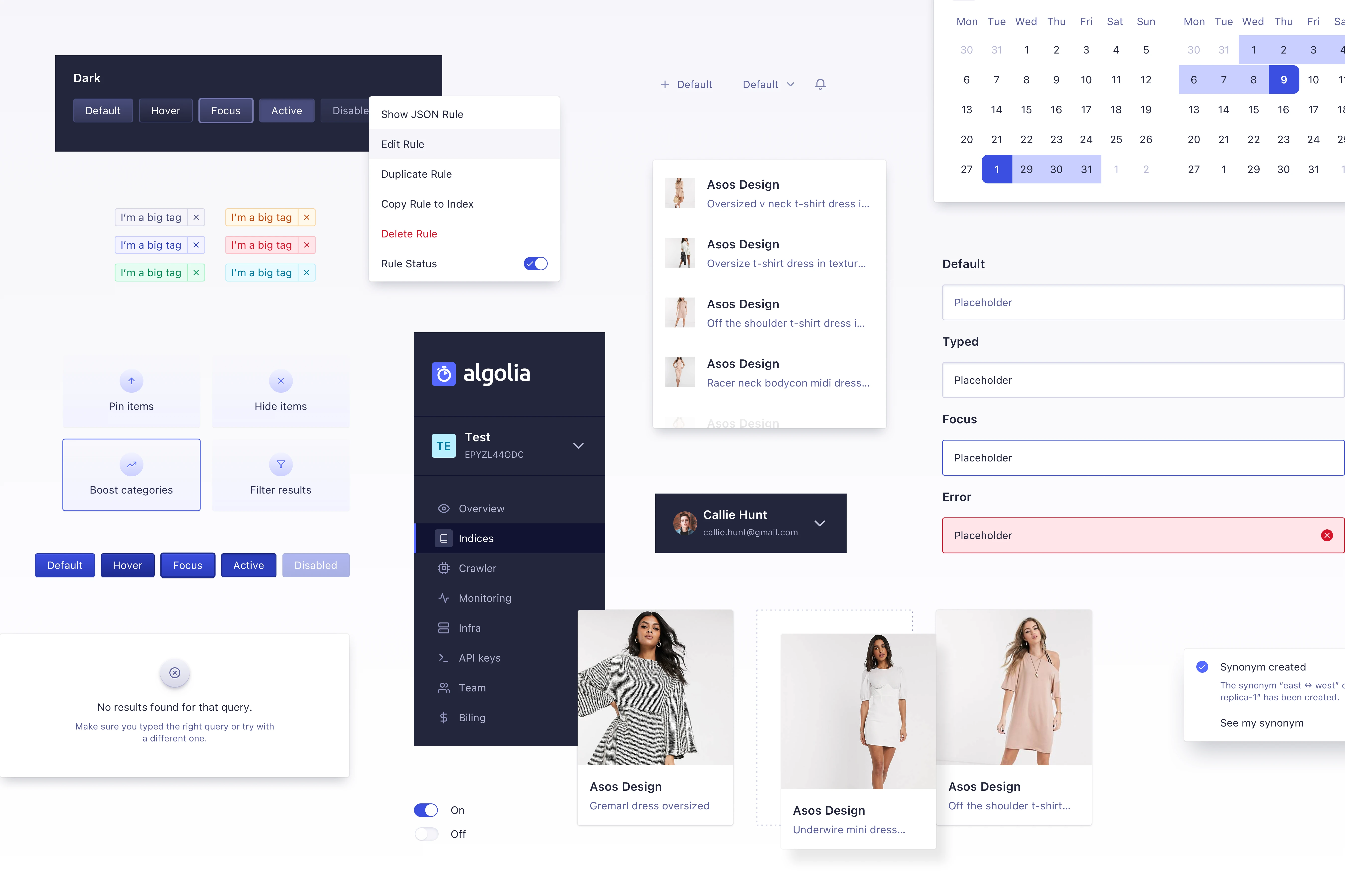 Satellite Design System Components — Algolia ©