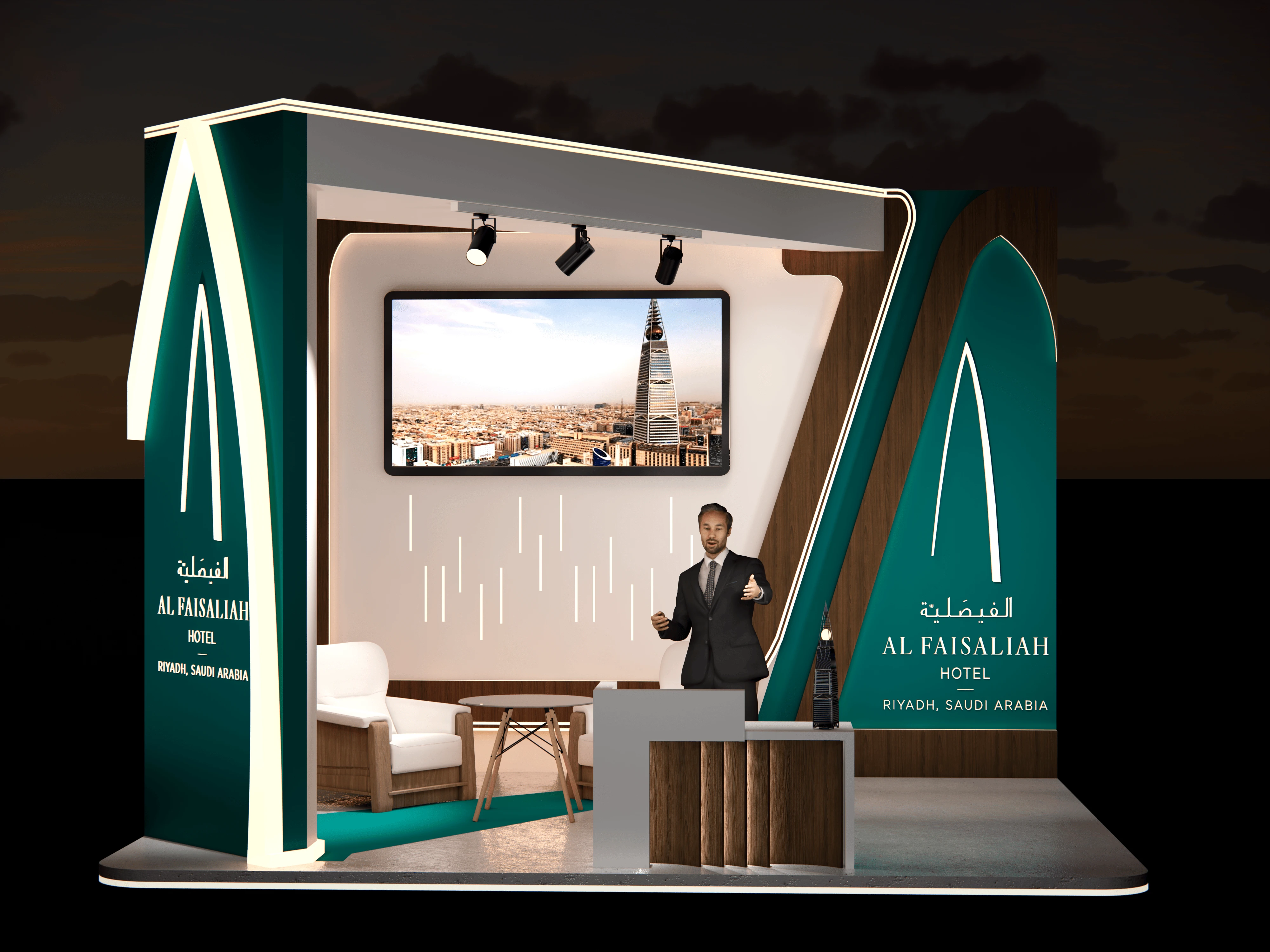 As an experienced designer, I had the privilege of working on the Al Faisaliah exhibition stand project. This project aimed to showcase the hotel's unique features and luxury services in a visually stunning and interactive way.