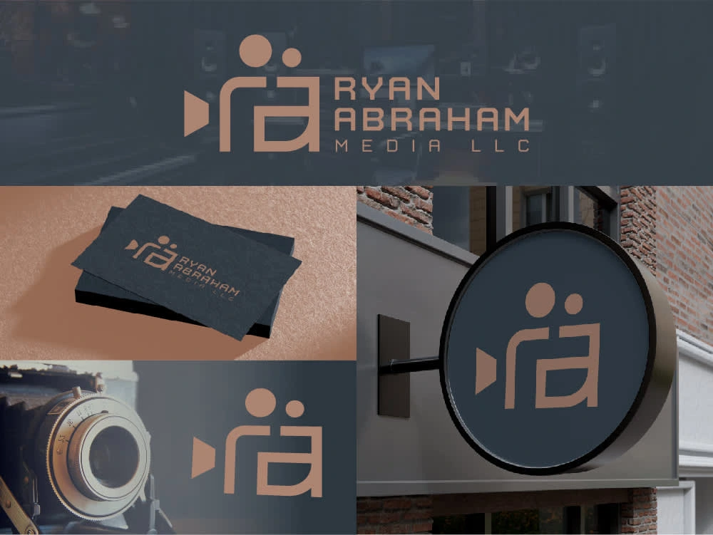 I’ve designed the logo for Ryan Abraham Media LLC with a minimalist and creative approach. The logo cleverly incorporates the initials "R" and "A" into the shape of a camera, symbolizing media and storytelling in a sleek and innovative way. The color palette features a subtle grey background, complemented by a rich dark cream tone reminiscent of tea, creating a warm yet professional aesthetic. This refined design exudes modernity and elegance, making it a perfect fit for your brand's identity.