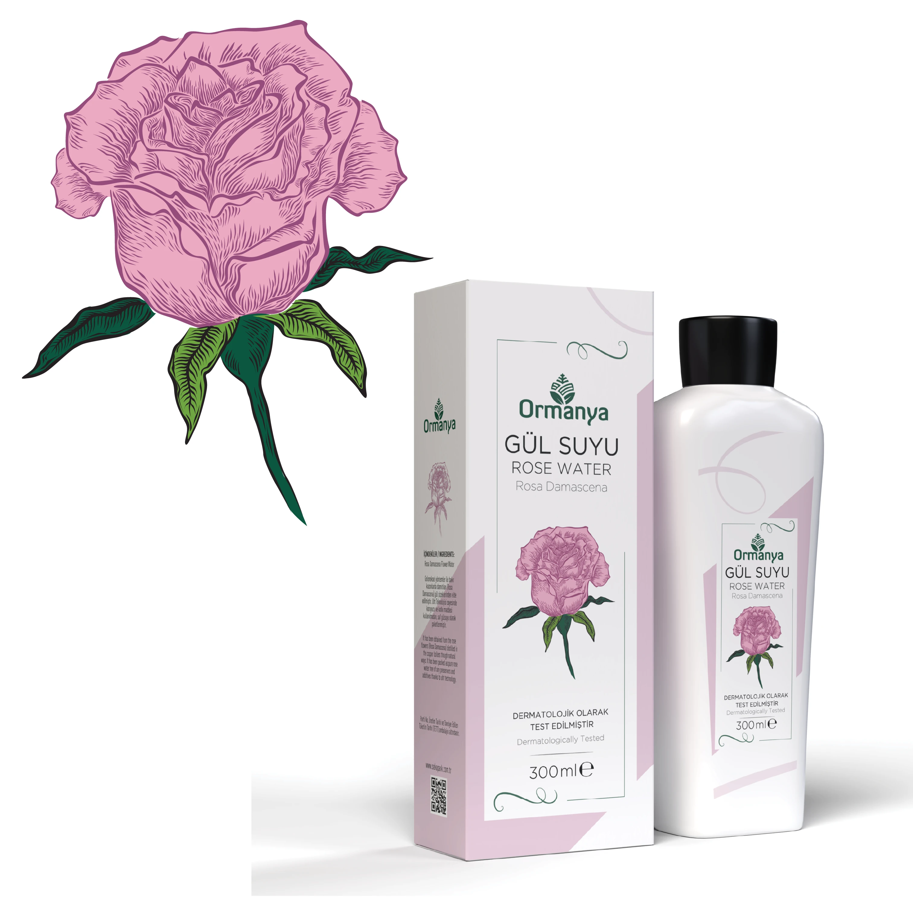 Illustration and Packaging & Label Designs for Rose Water