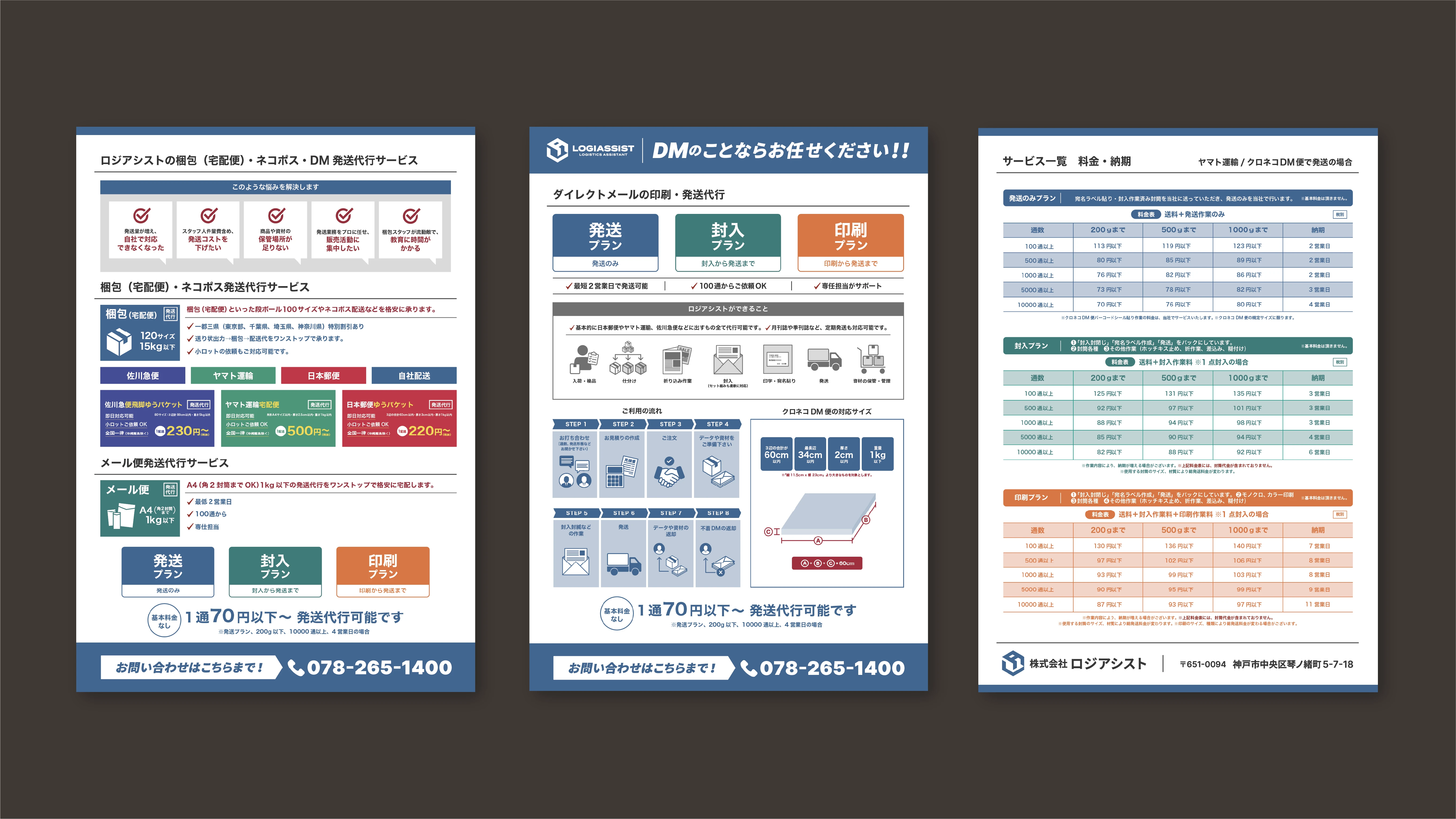 Flyers used for mailing and distributed to new customers