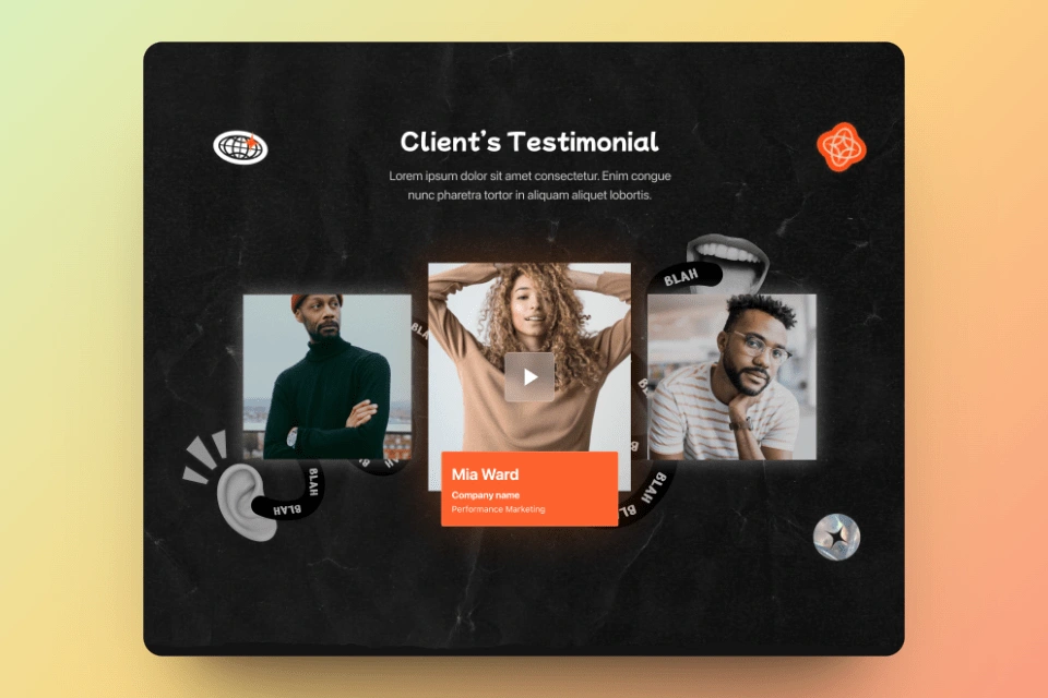 Testimonial section for the CreativeScript Landing Page