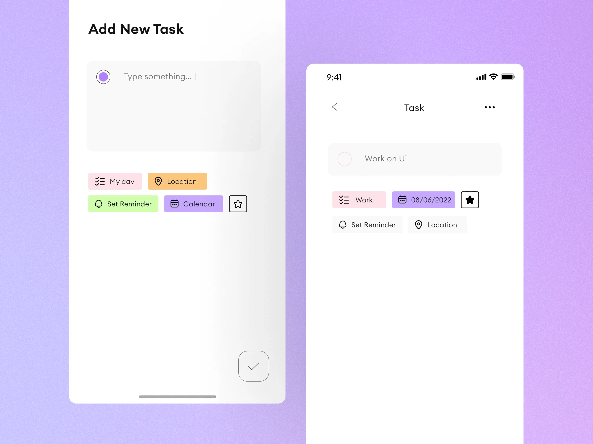 Adding a new task + single task screen