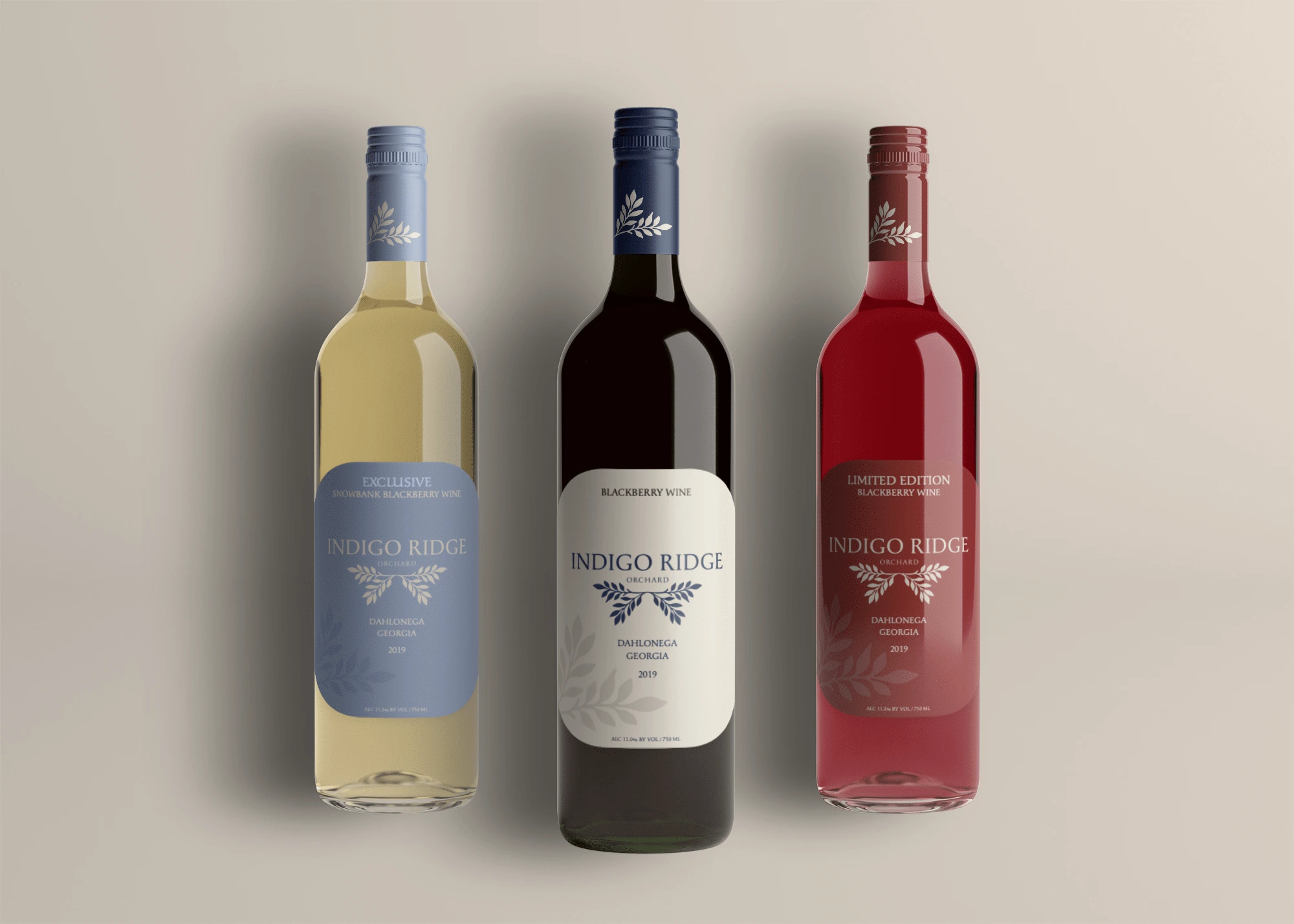 indigo Ridge wine packaging design