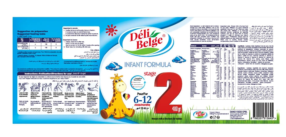 Deli Belge Infant Formula Milk Label Design