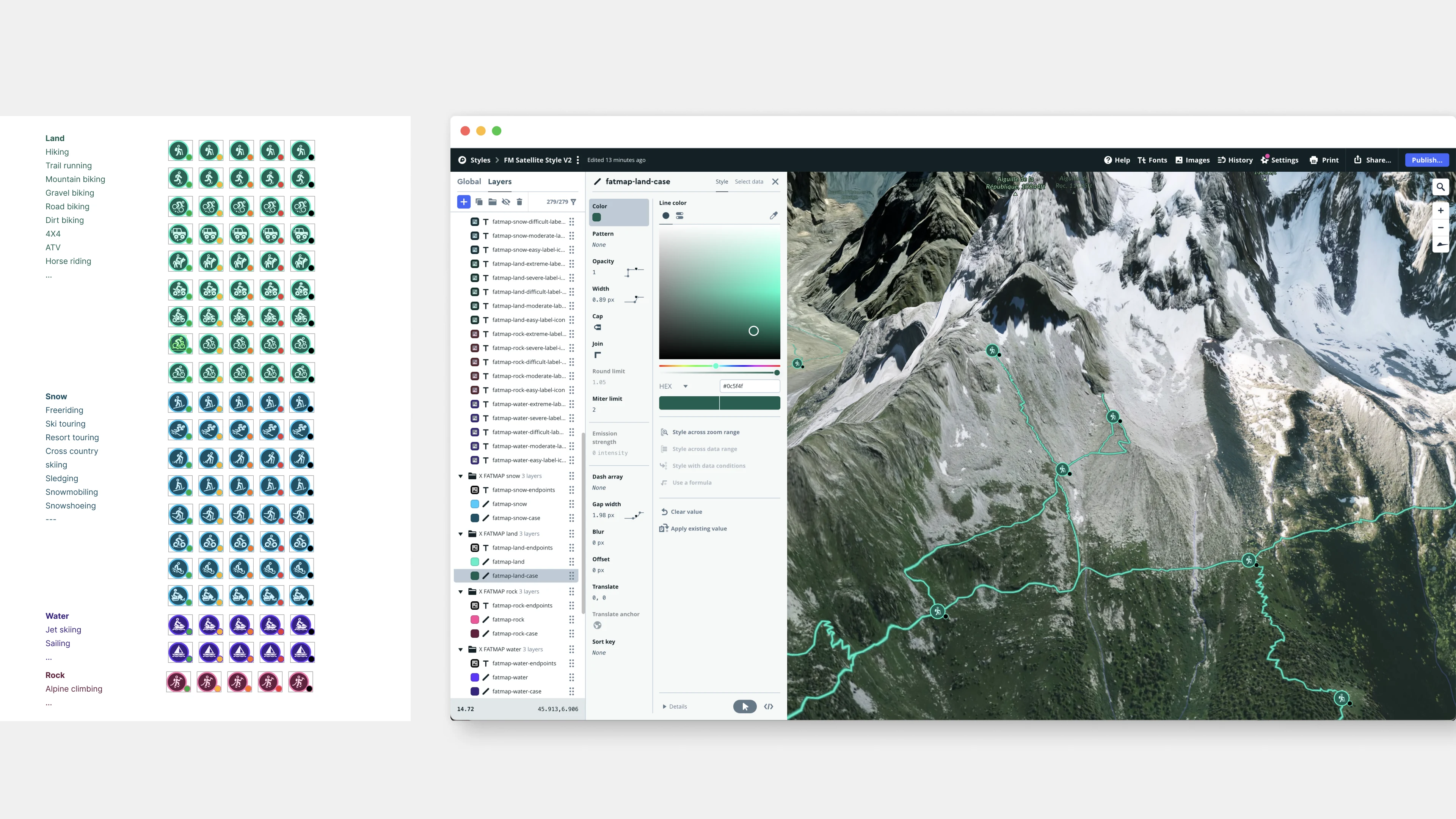 Iconography & categories for adventures, styling within Mapbox Studio