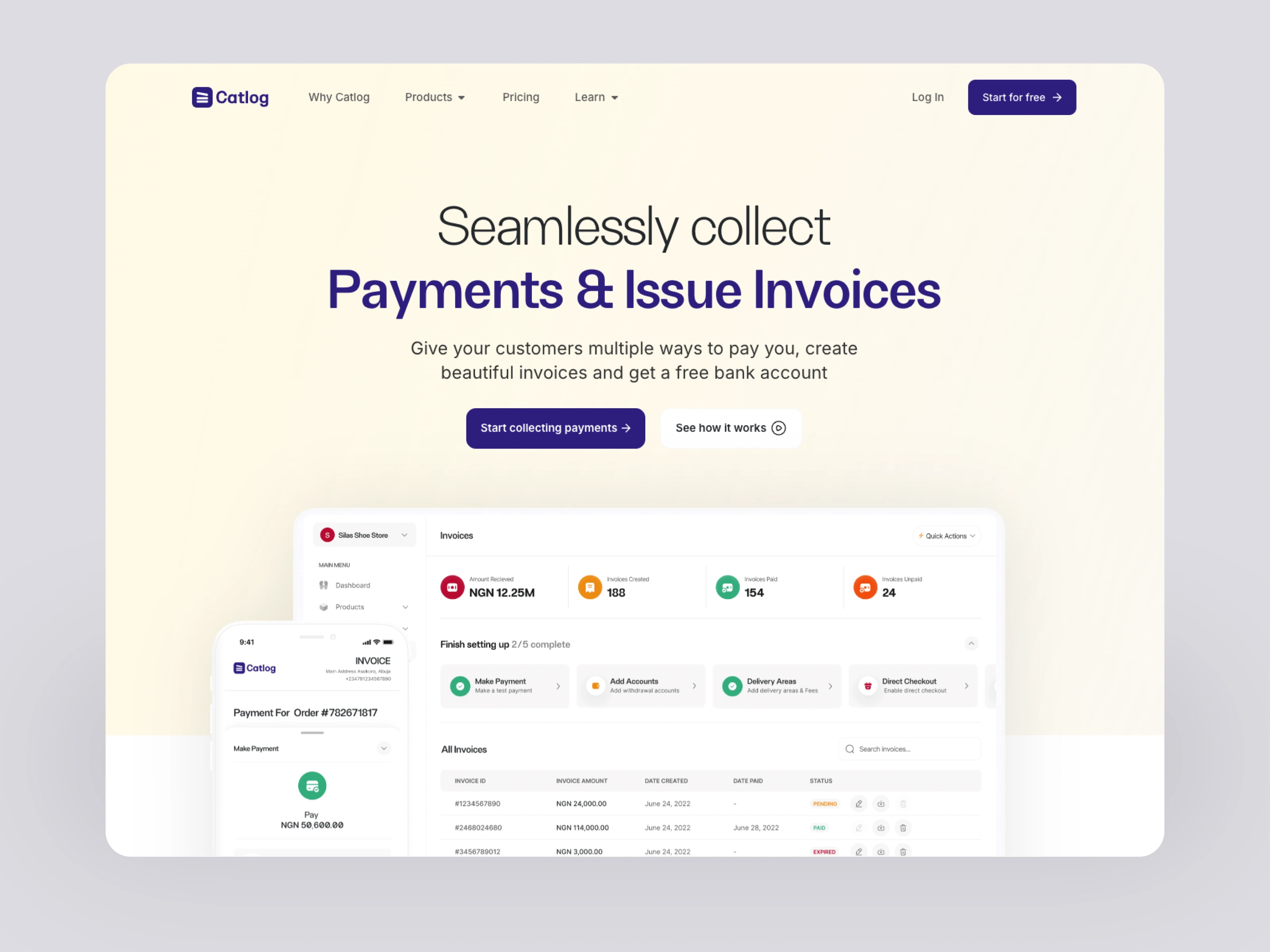 Invoice Product Hero Section