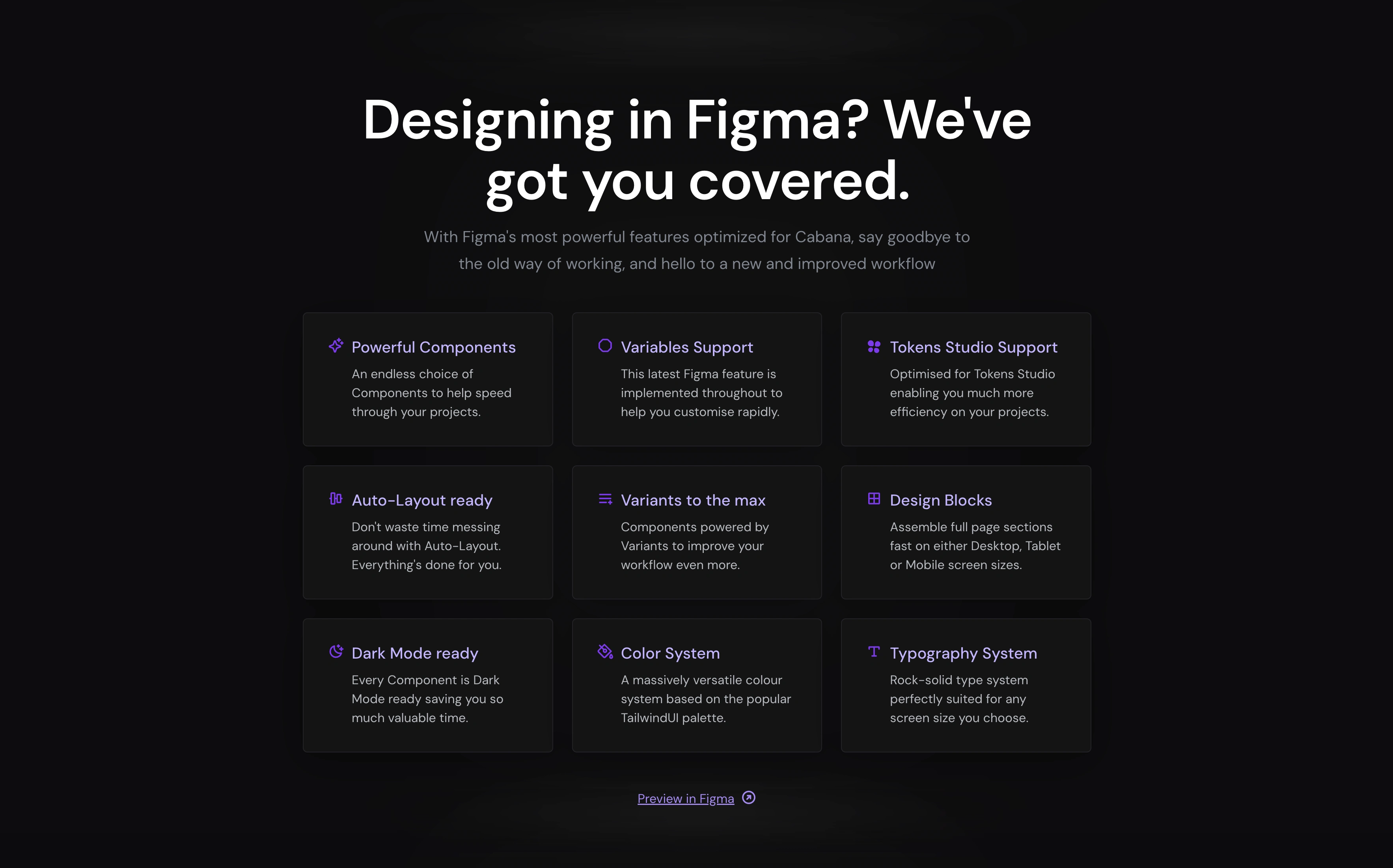 Feature grid for Figma product