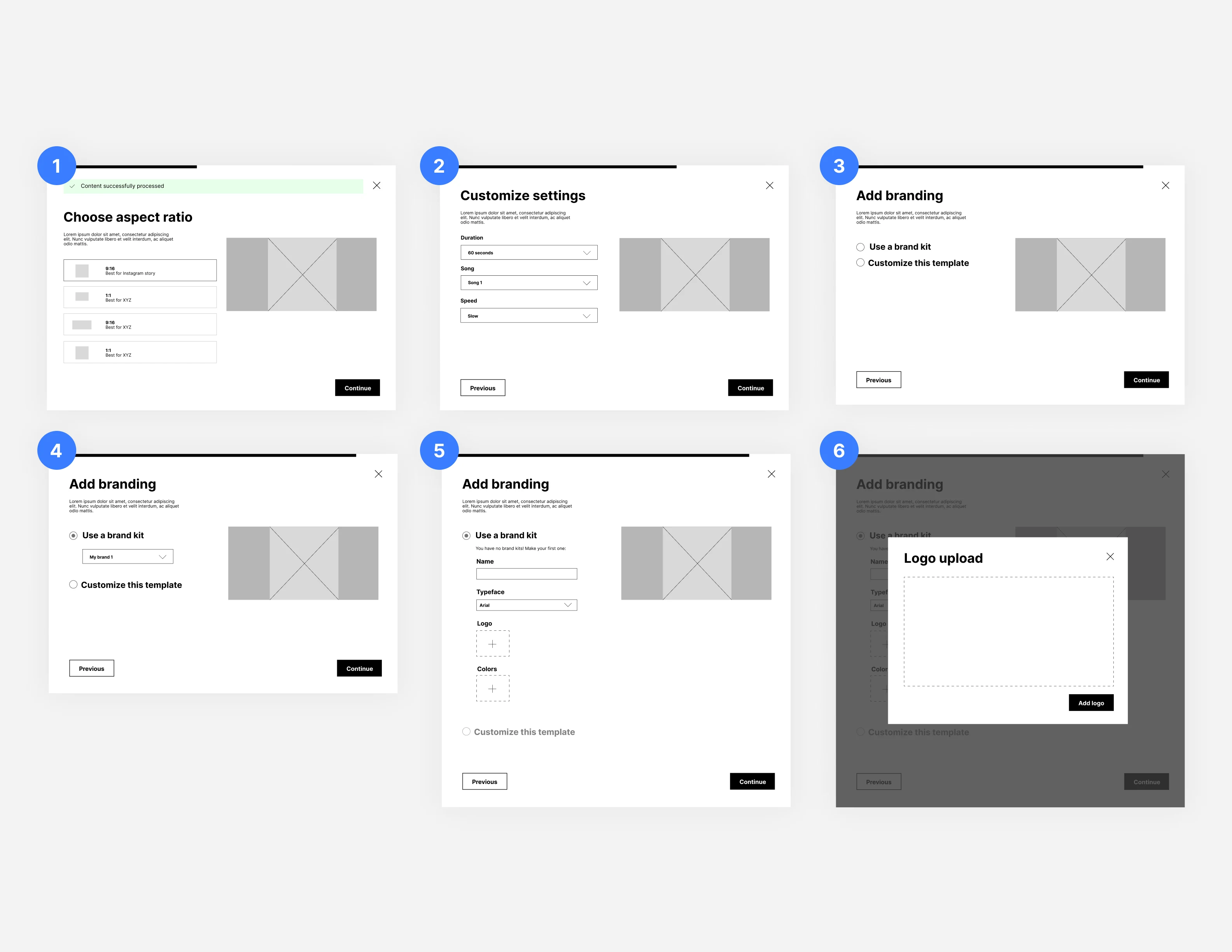 Wireframes for the Onboarding "Block"