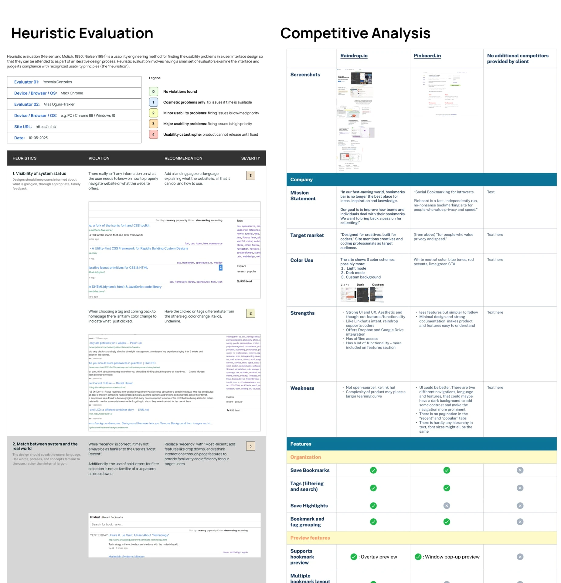 Project Discovery – Heuristic Evaluation and Competitive Analysis