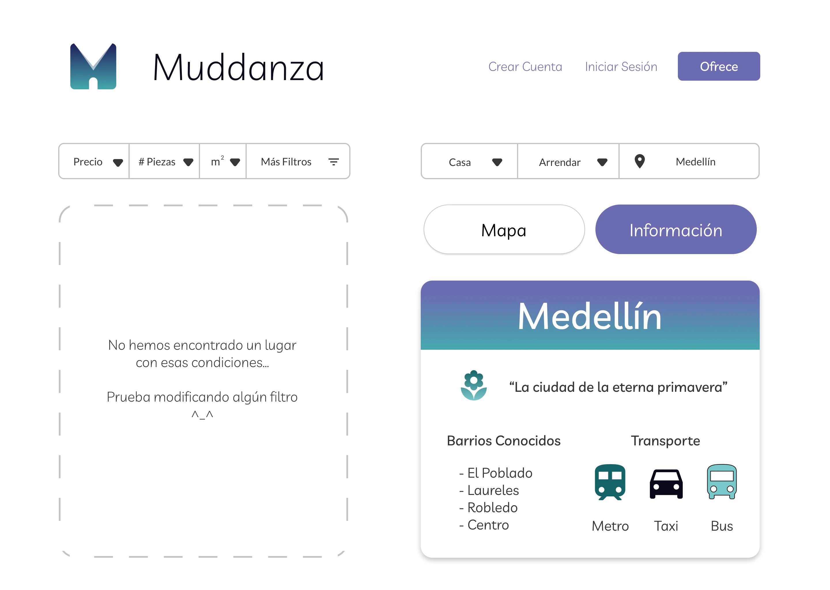 Muddanza places empty search panel