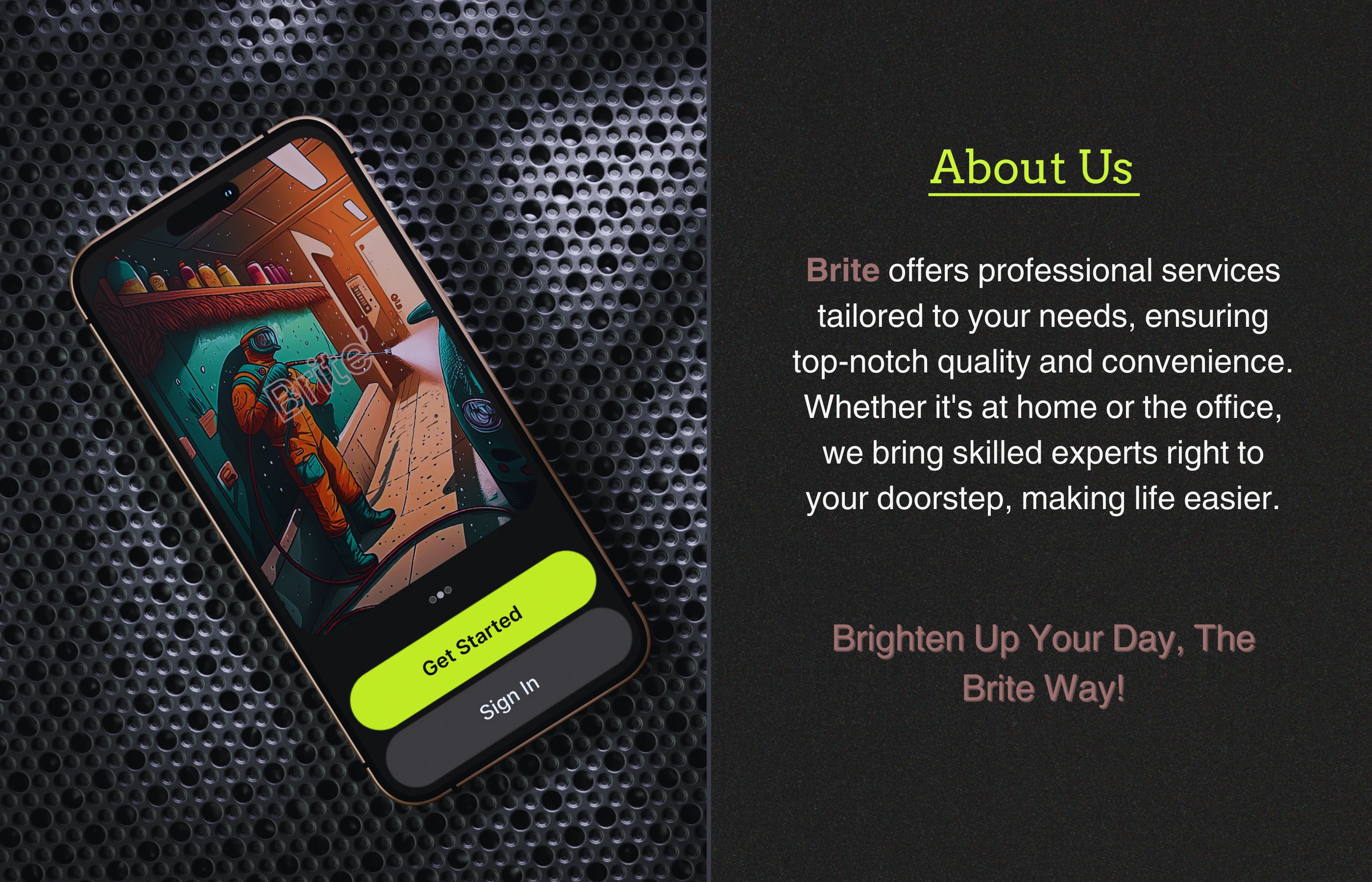 Brite mockup showcasing design and usability for seamless professional service booking.