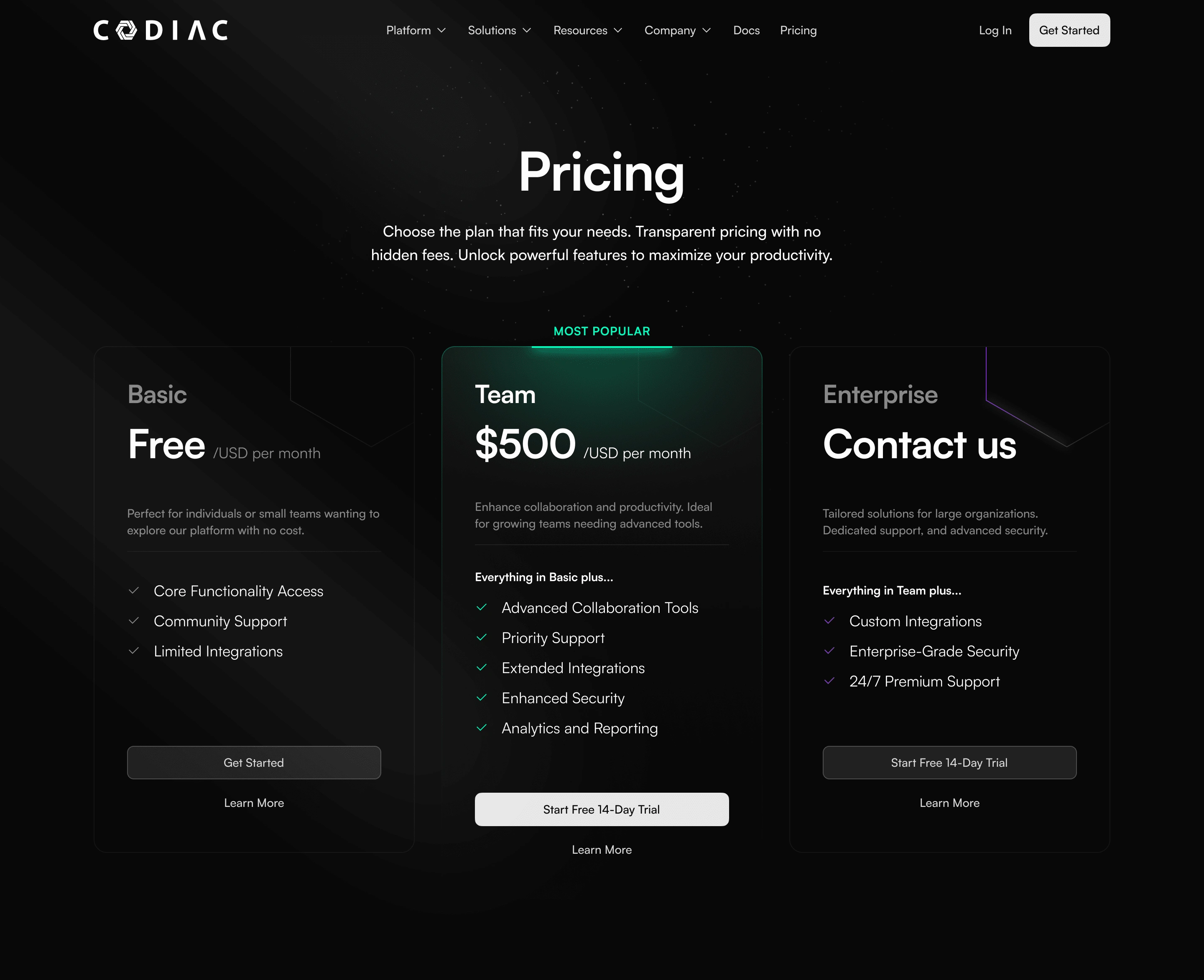 Pricing Page