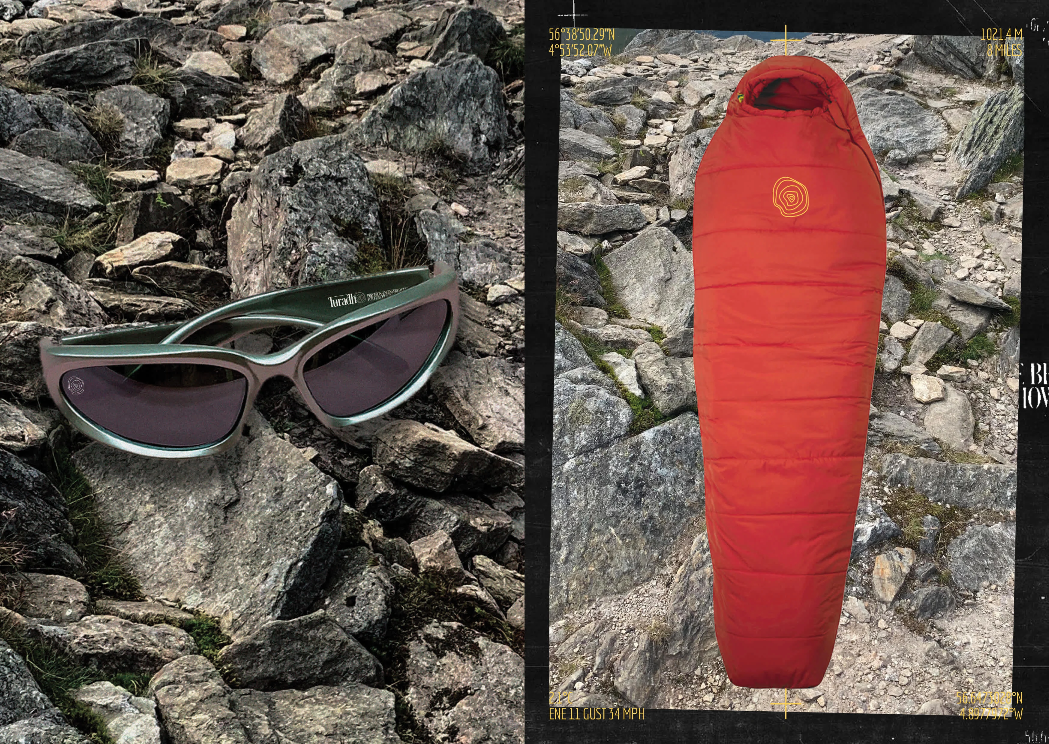 Turadh glasses and sleeping bag.