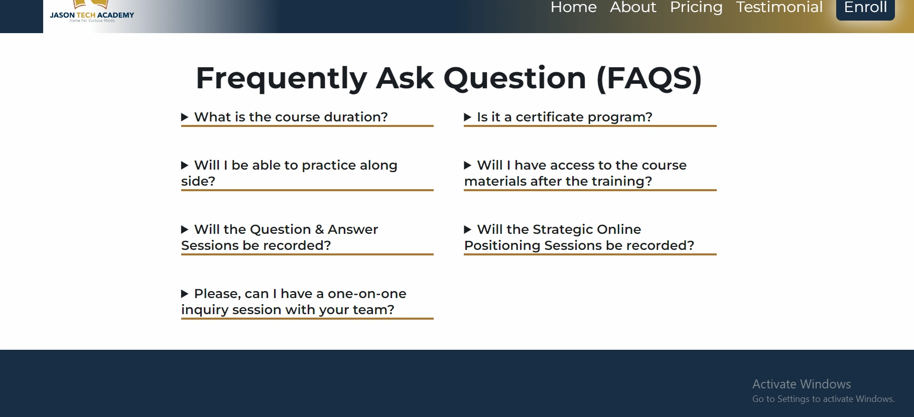 FAQS section