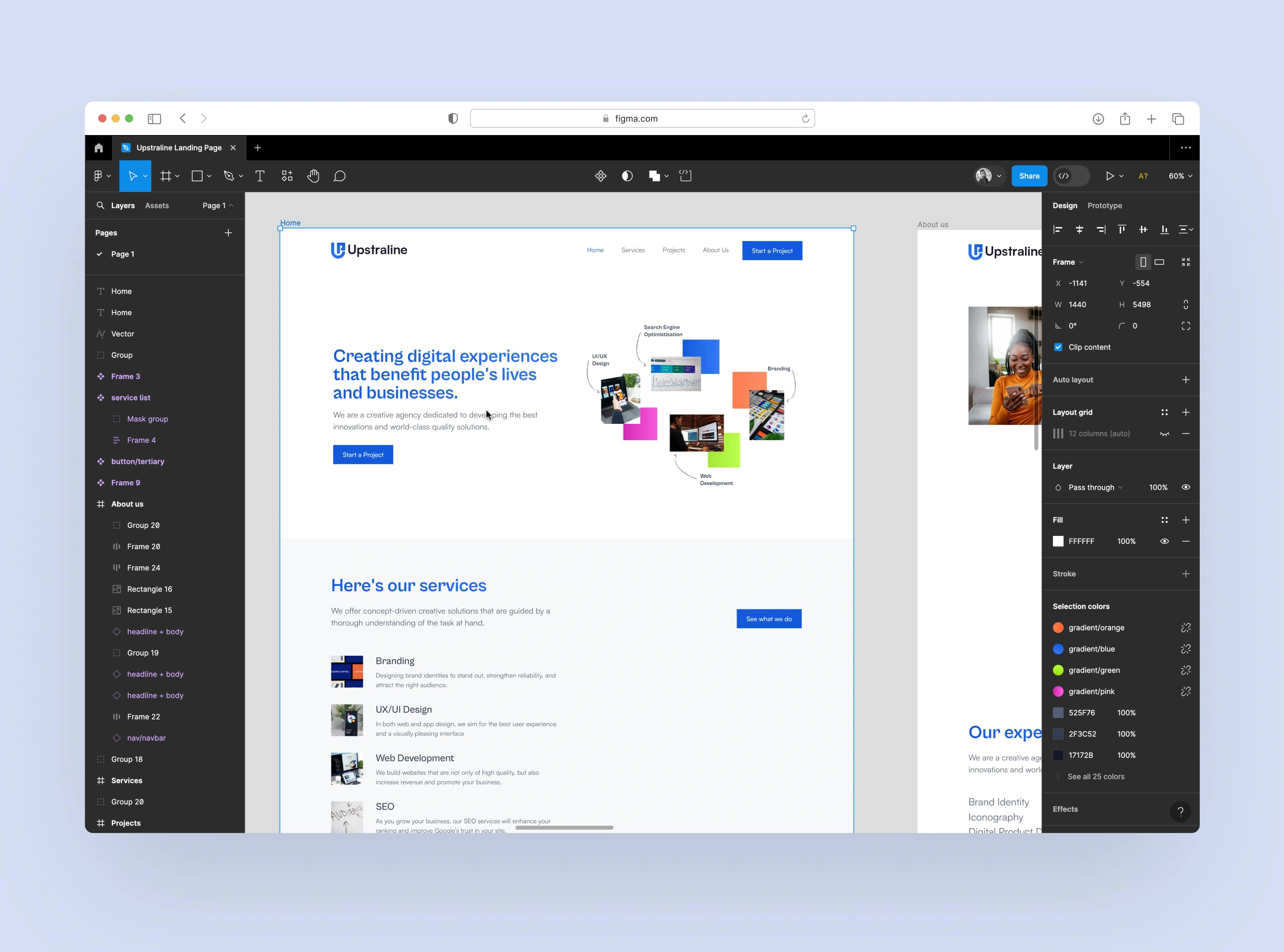 Upstraline Creative | Figma Design Phase Screenshot