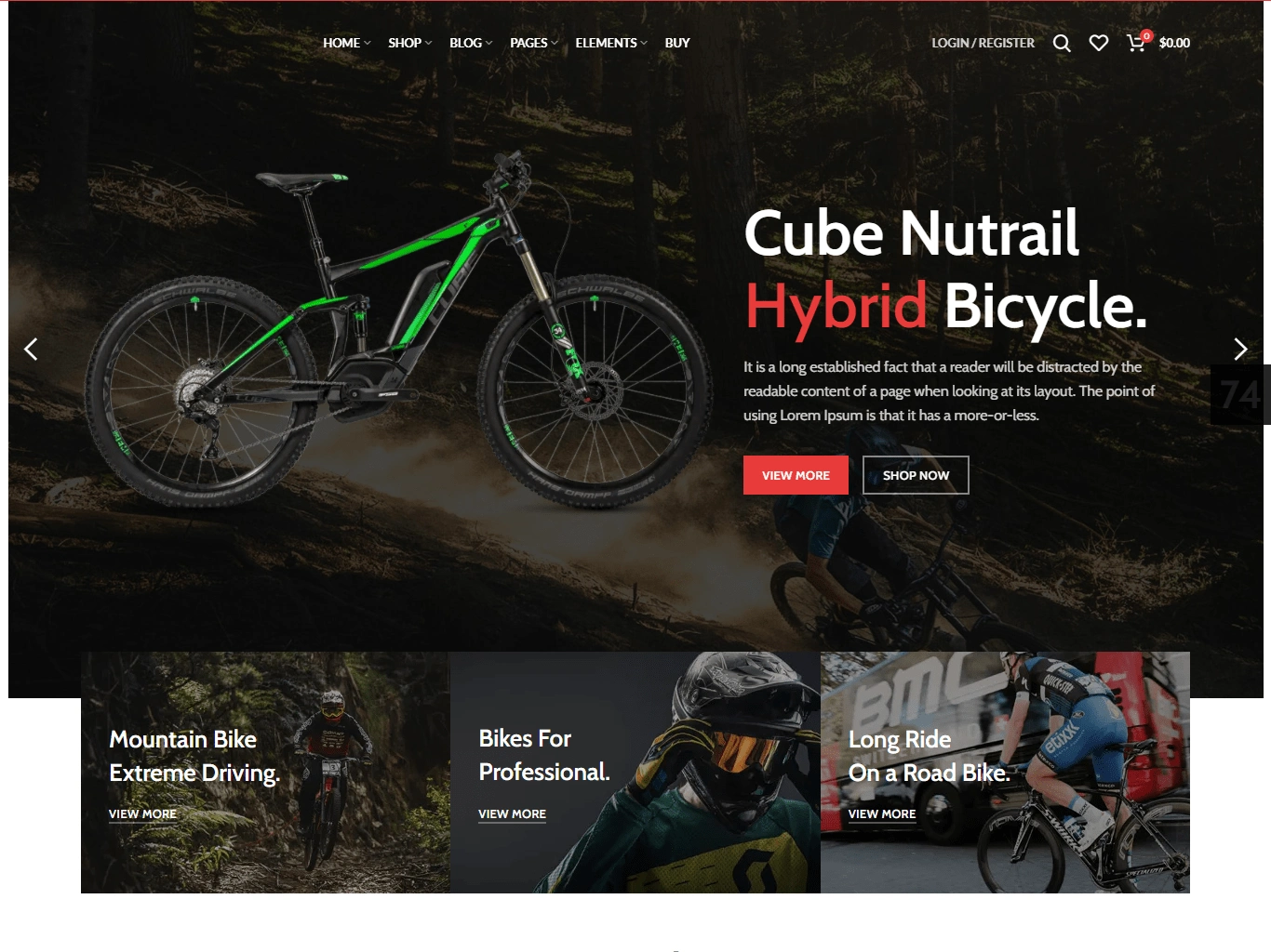 Bicycle website - Home Page