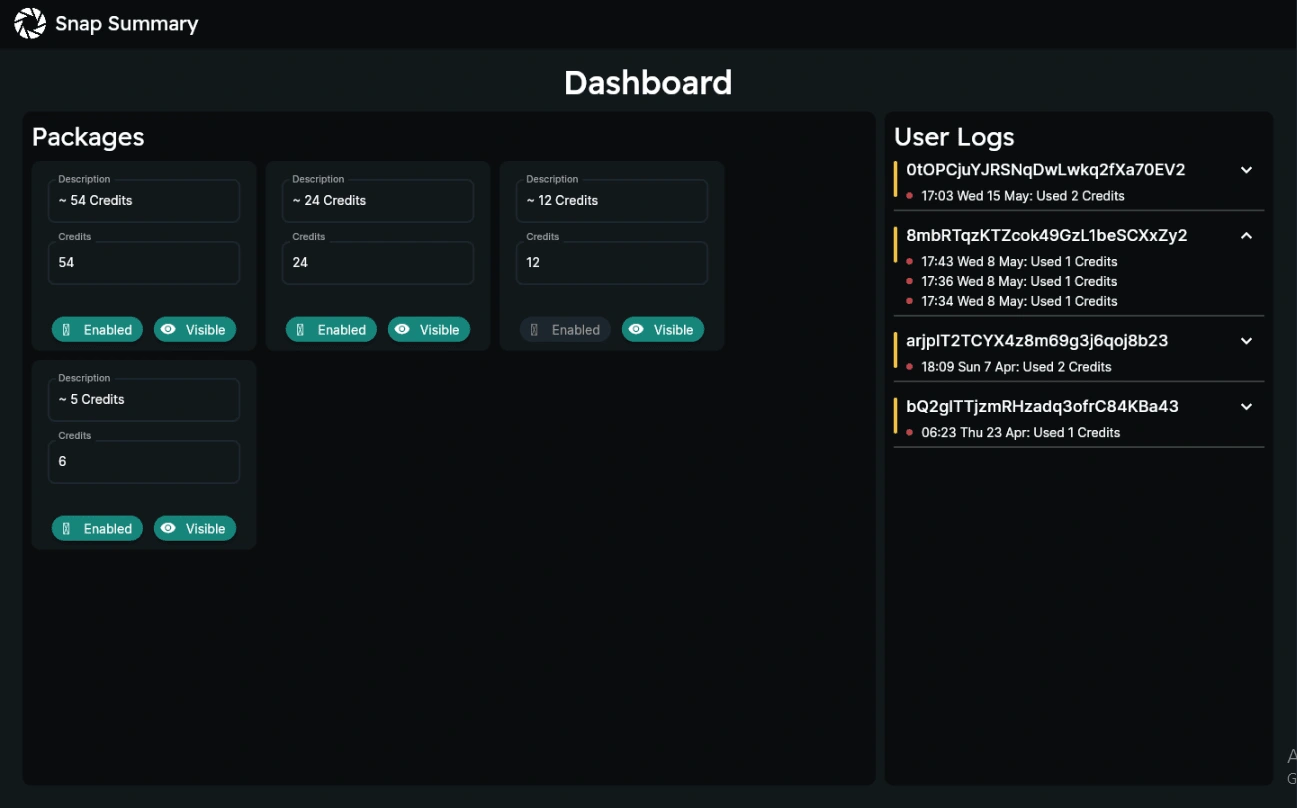 Web Dashboard Home