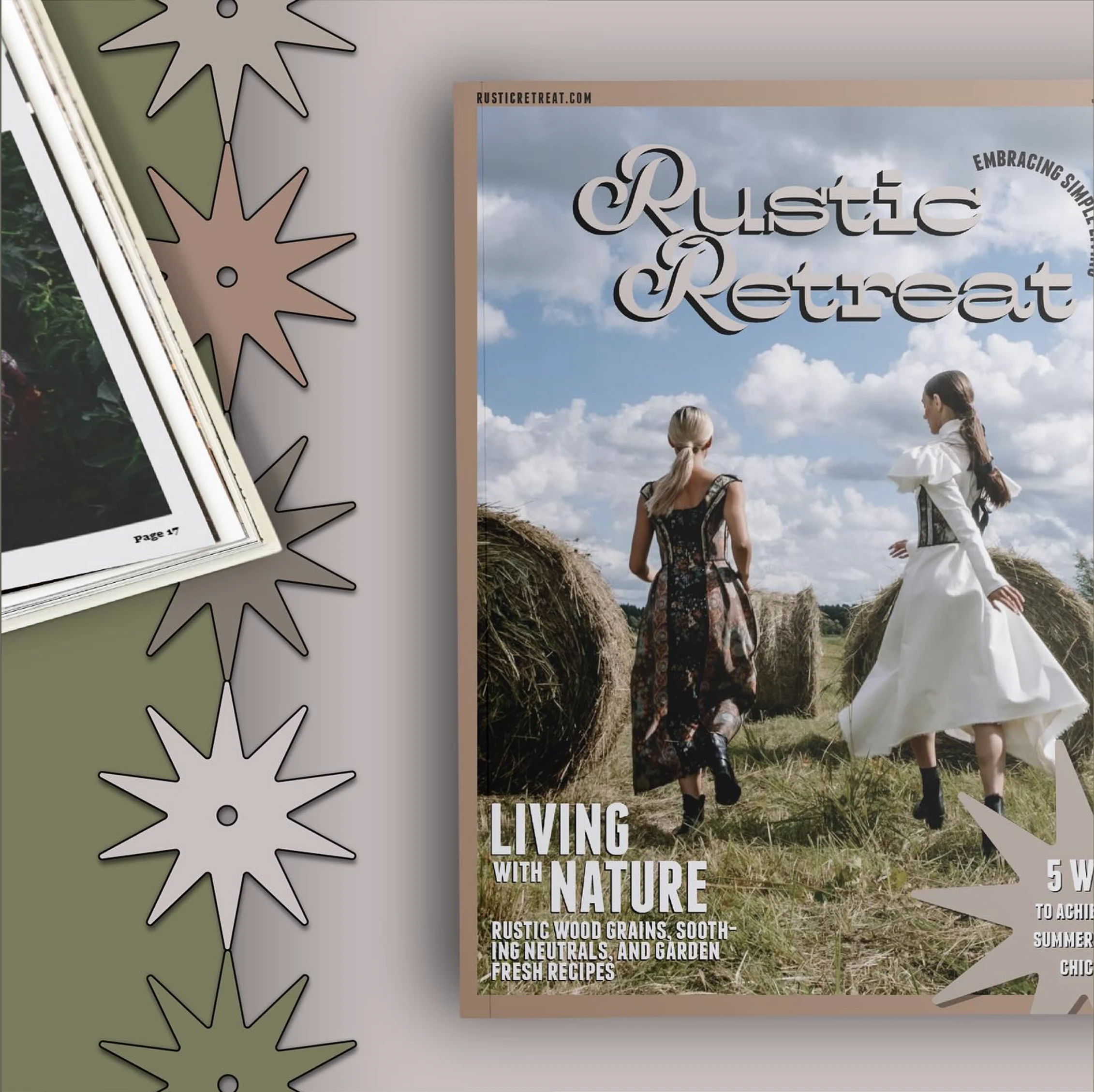 The June/July 2024 cover of Rustic Retreat Magazine, featuring its signature spur design—a nod to Western heritage and rustic elegance.