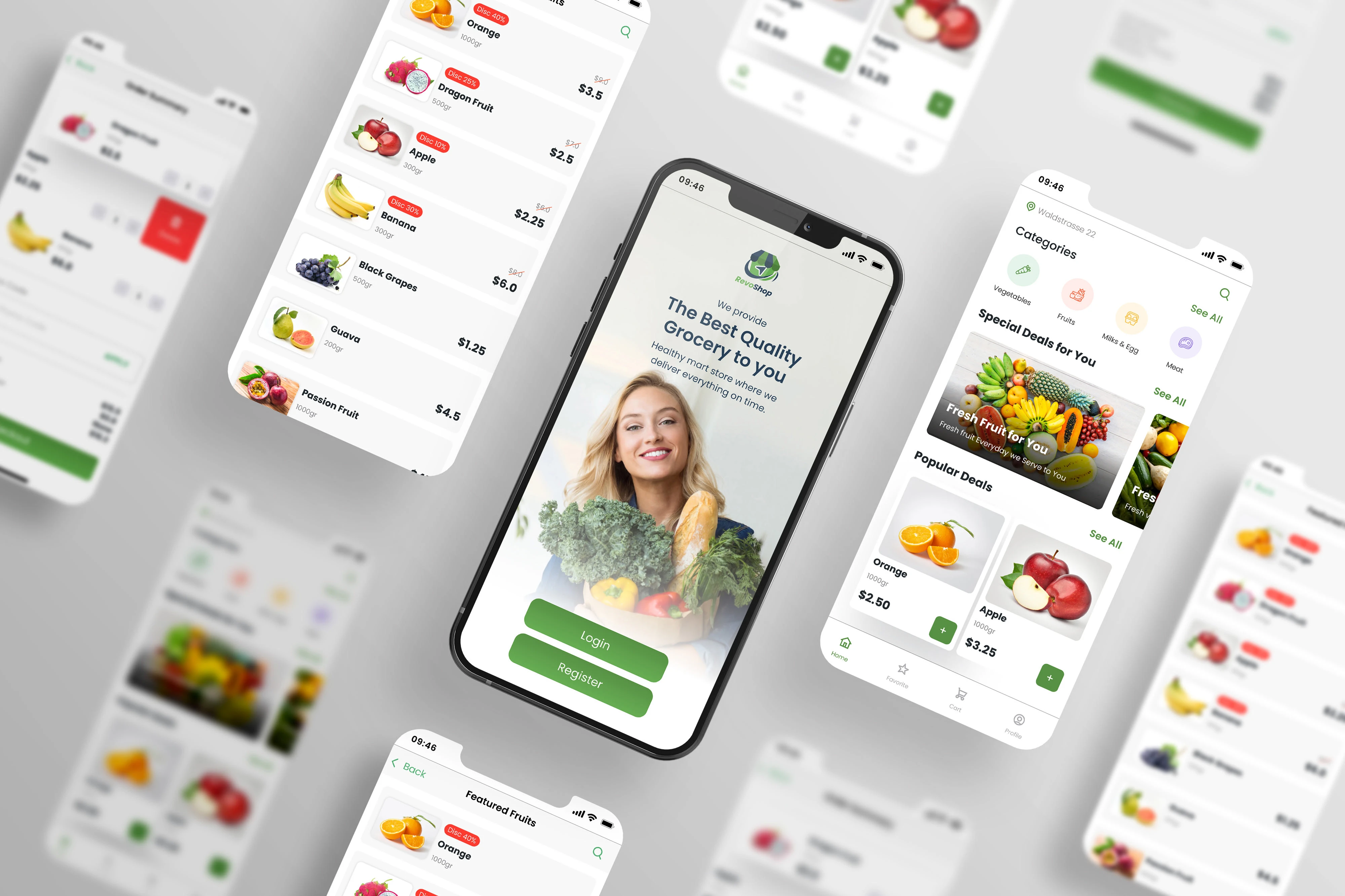 Grocery shop mobile app UI design in Figma