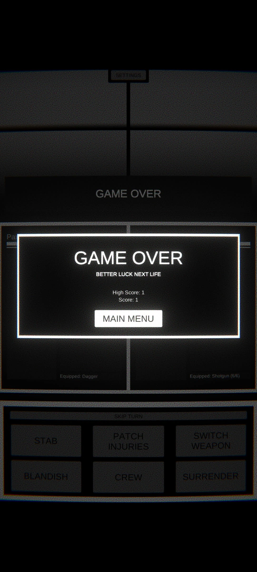 Game Over Screen