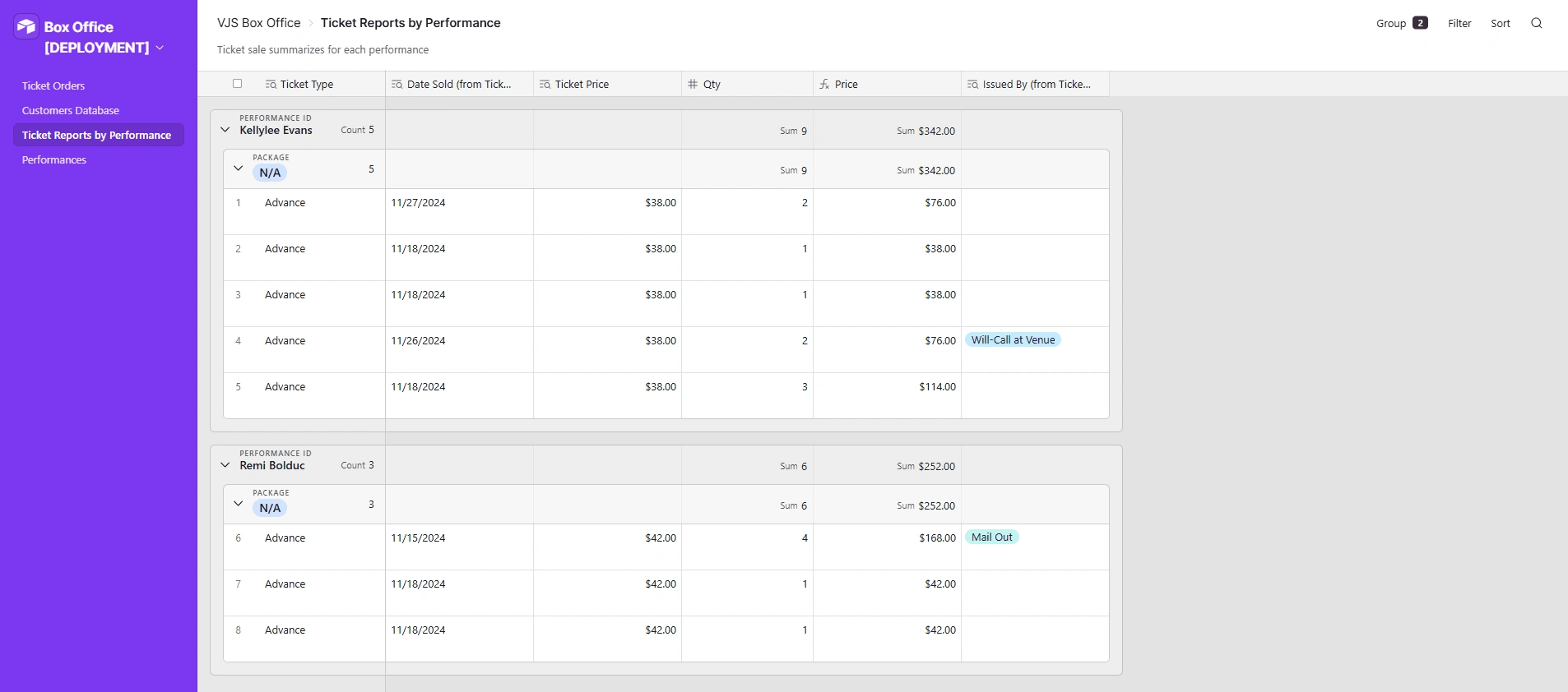 Box Office System Interface