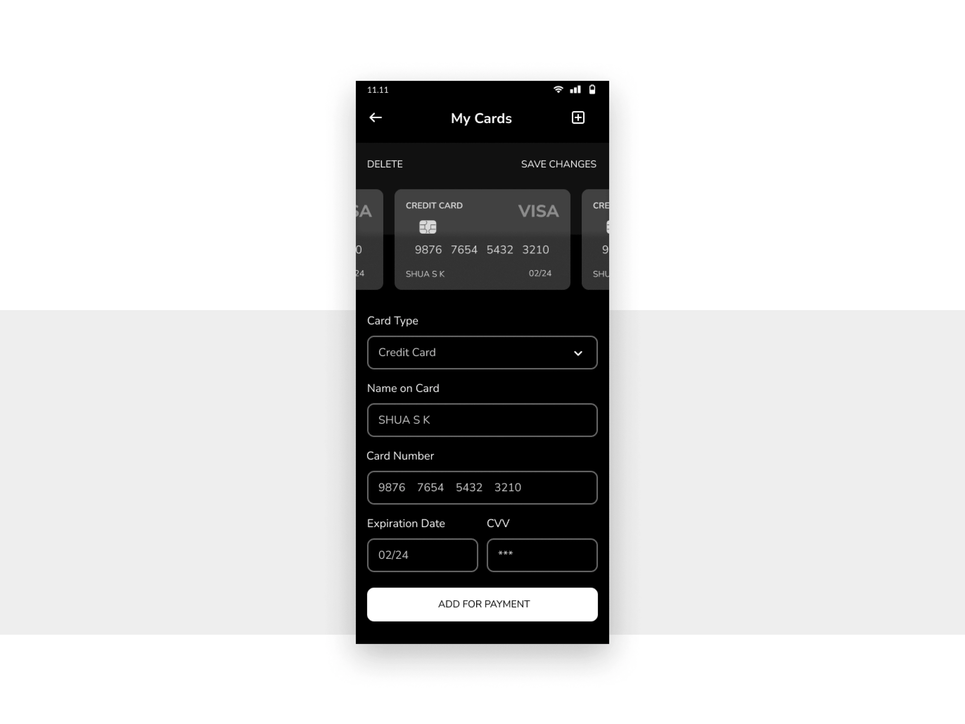 Card Payment (Dark Mode)