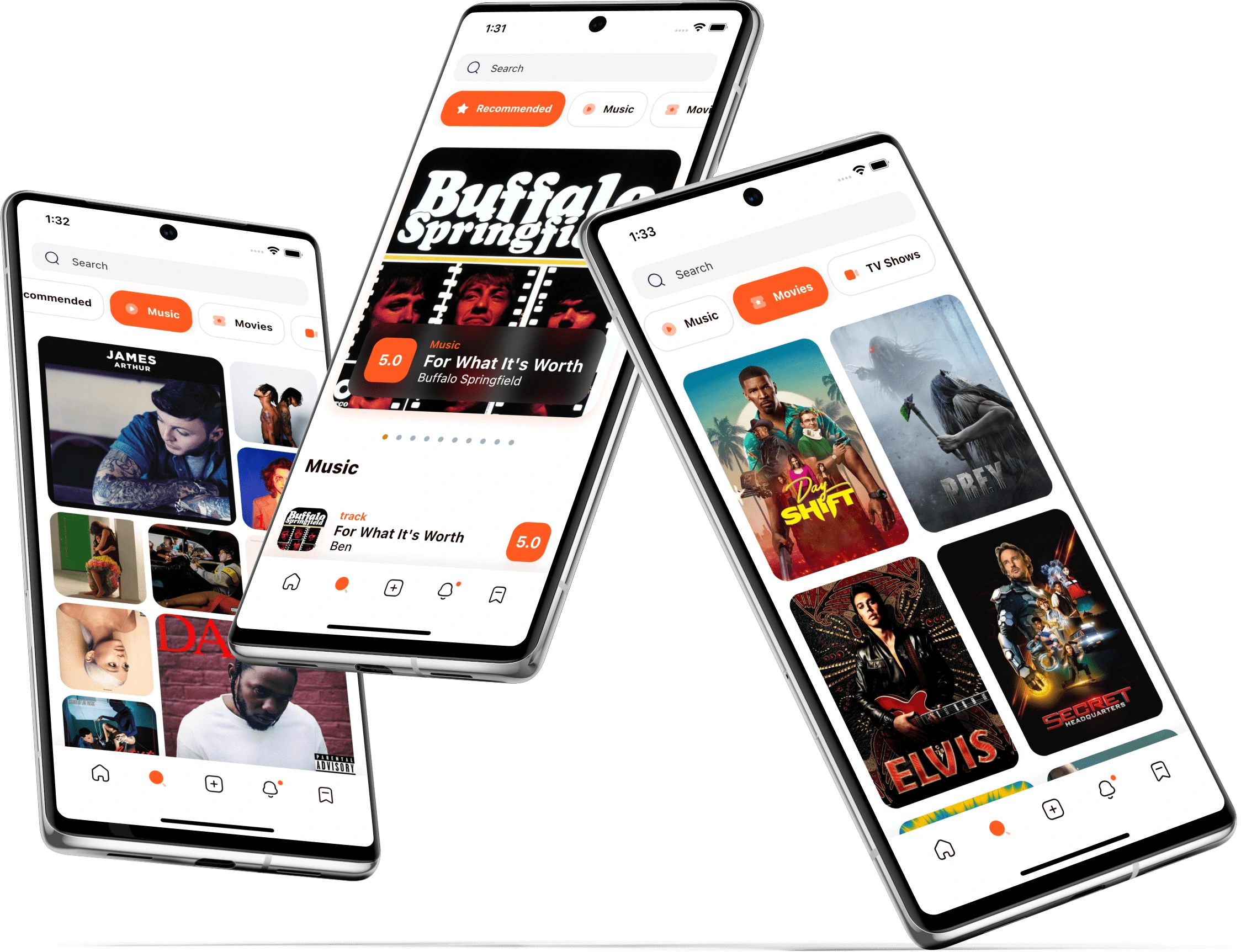 Explore recommendations - Music - Movies - TV Shows - Podcasts