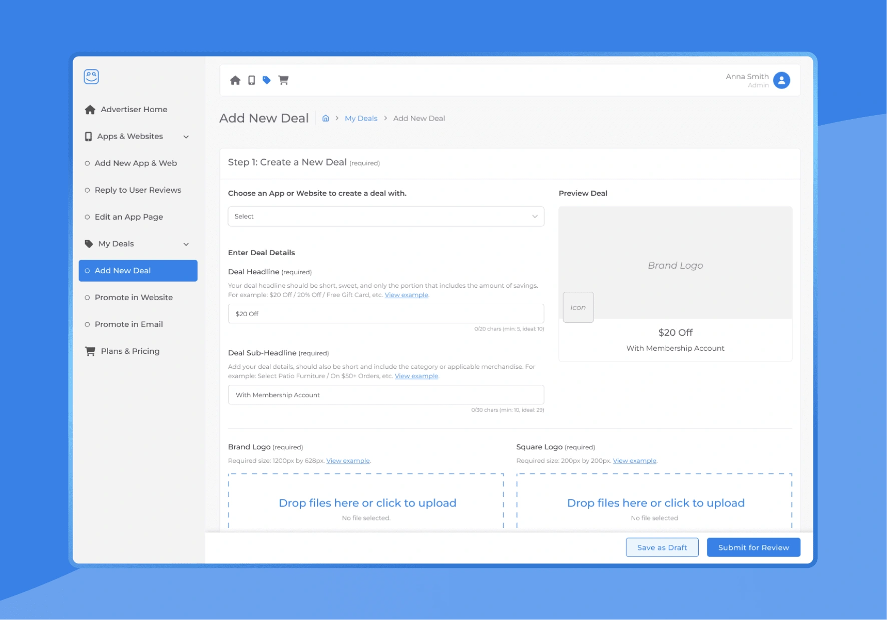 Deal registration form