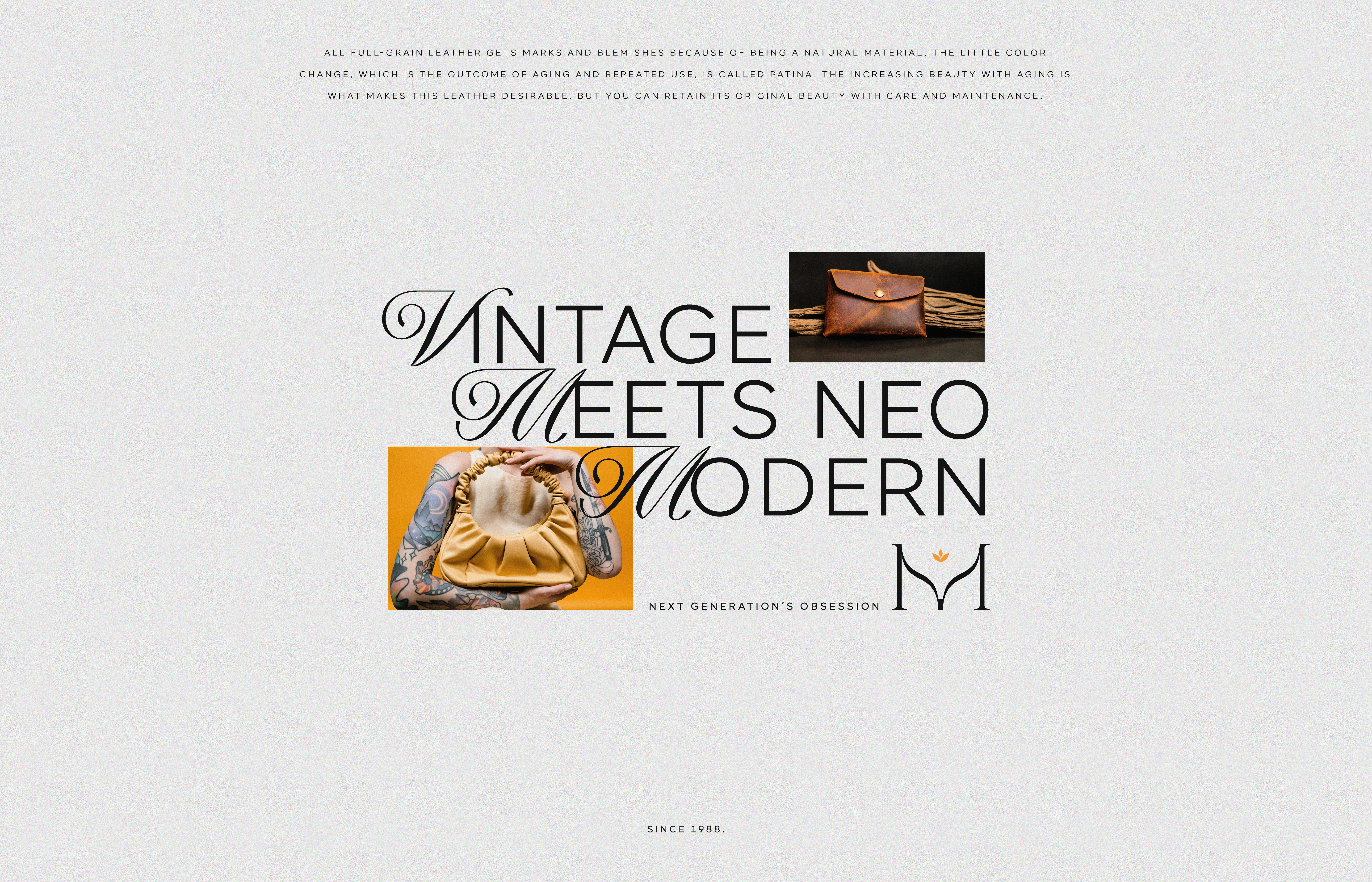 Typography & Imagery applications, Art Direction. Melting some vintage vibes with a modern touch was the ideal direction to express the nature of this brand. The font choice aligns with the quality and finesse of their products. 