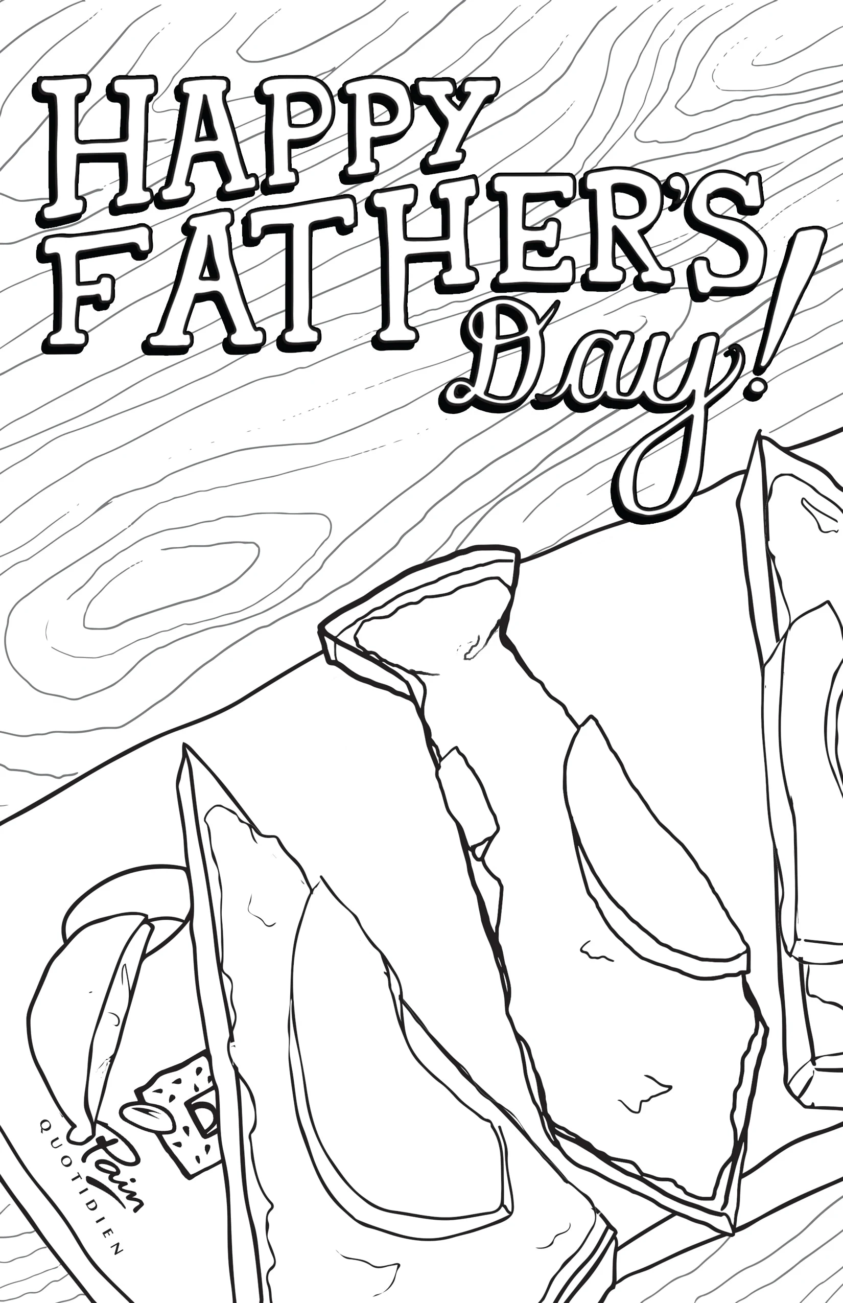 Father's Day colouring card, made available in stores