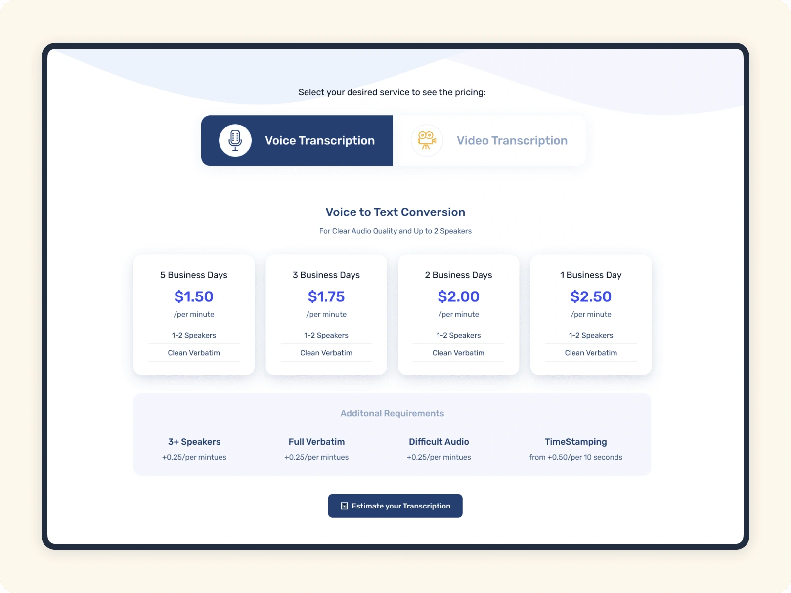 Voice Transcription Pricing