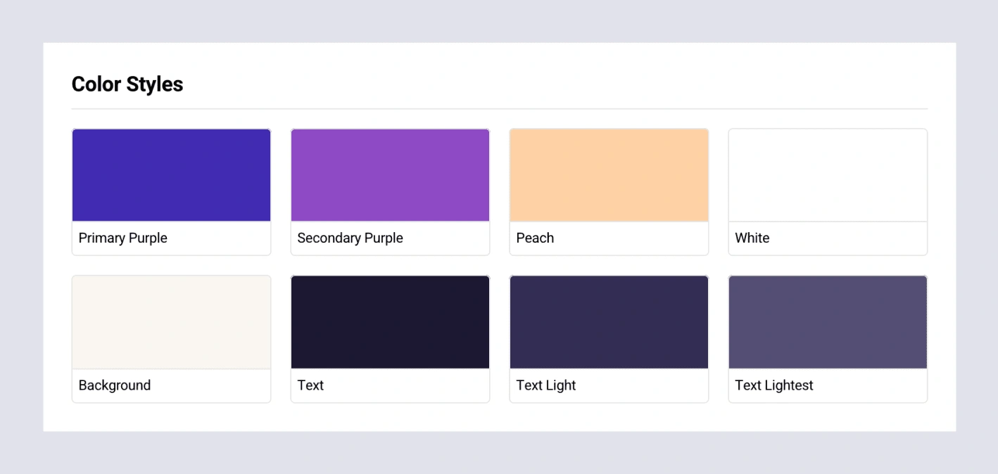 Caro Health's basic colour palette