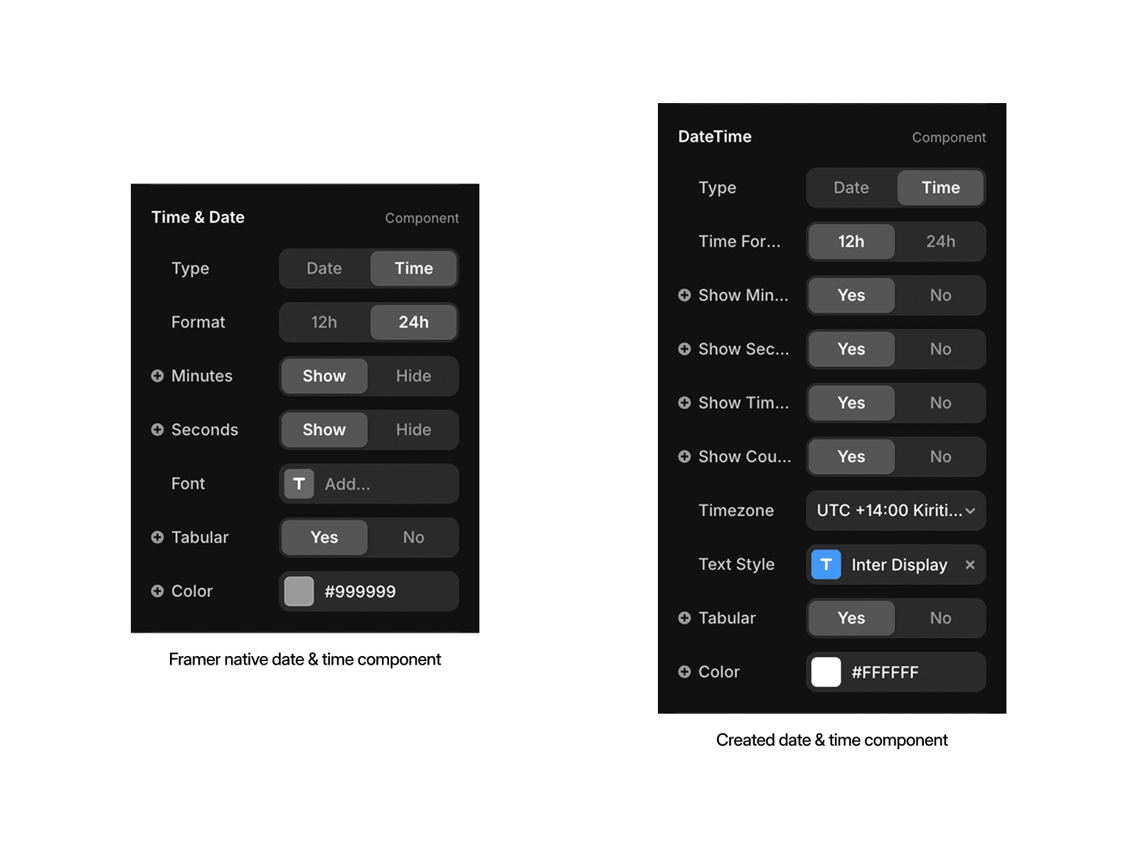 Framer native component vs Created date component