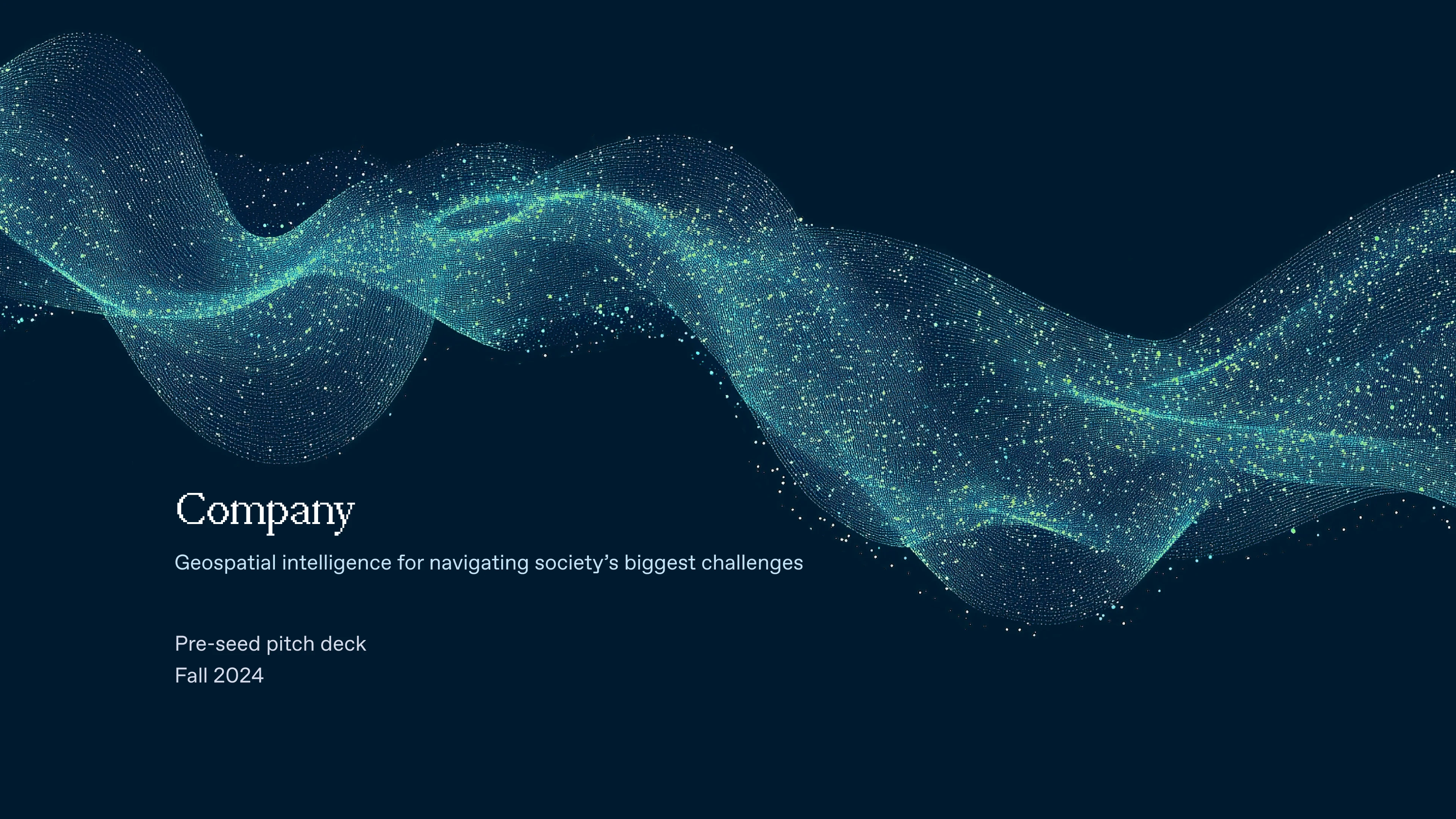 Cover page for data driven start-up with a focus on geospatial intelligence