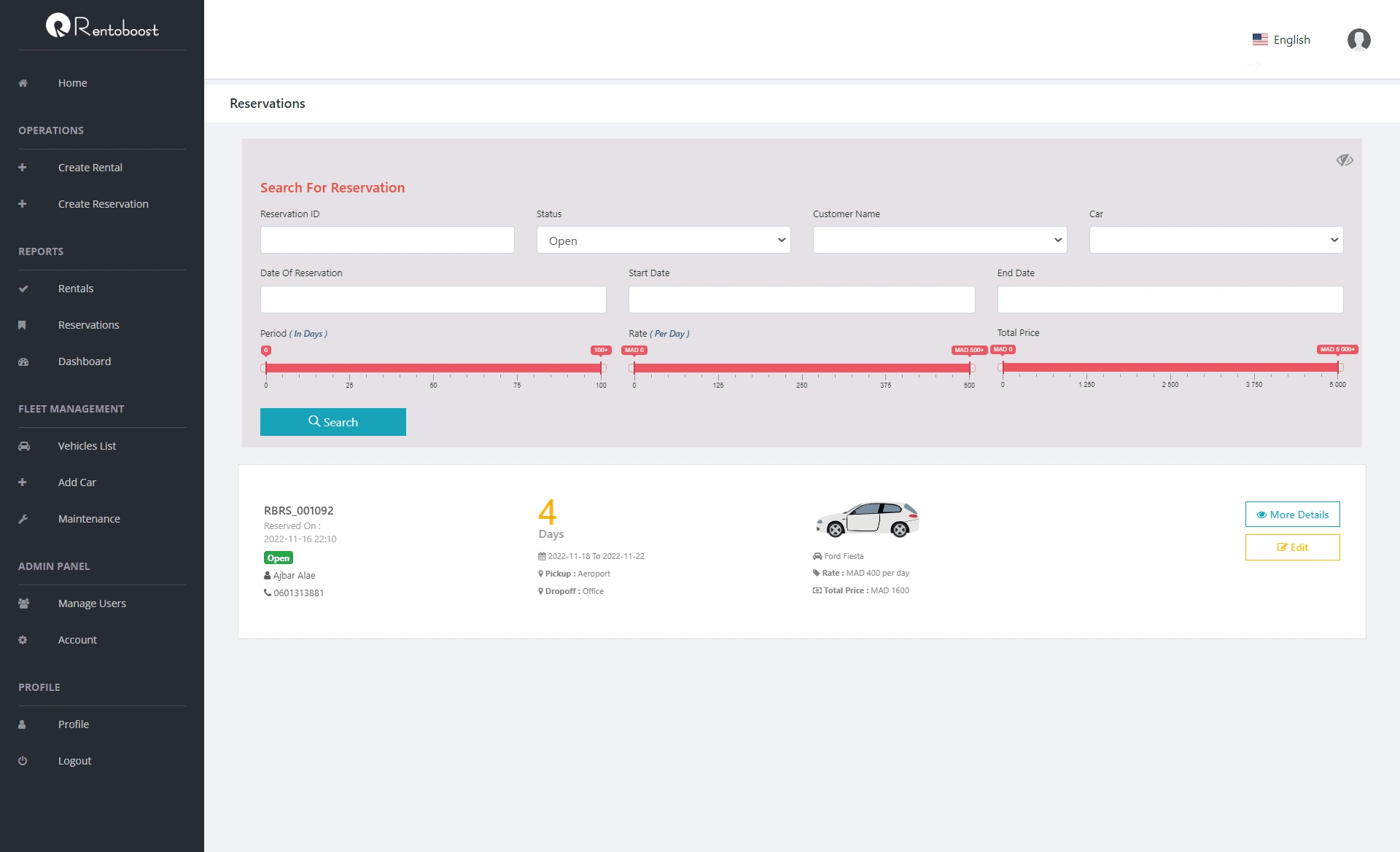 Multi-criteria car filter