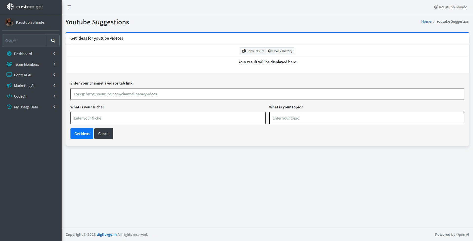 Youtube Content Suggestions Workflow