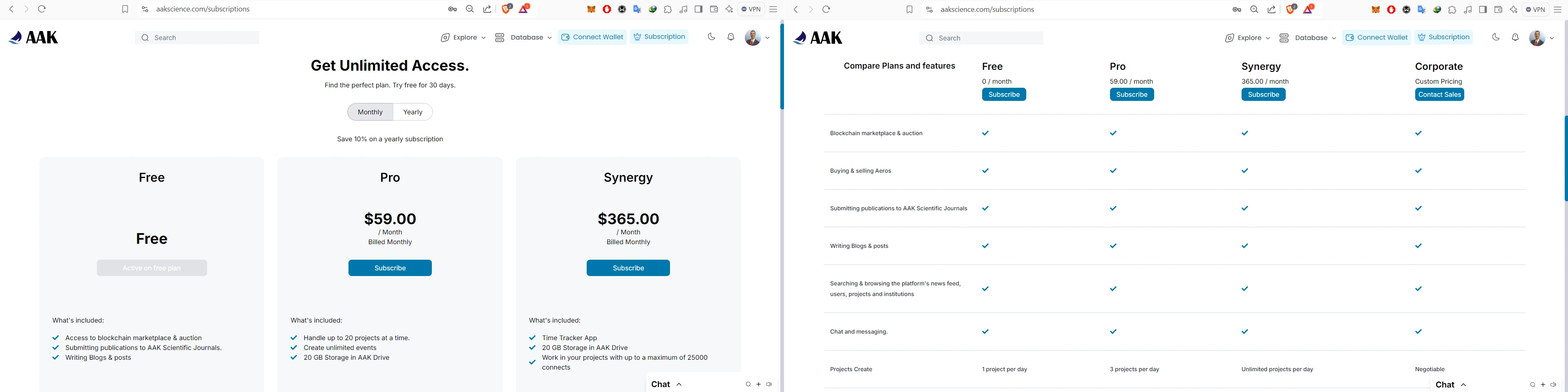 Fig. 5 Implemented subscription plans.