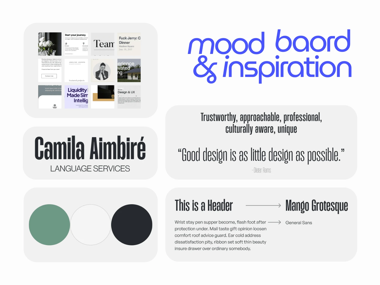 Approved mood board by client