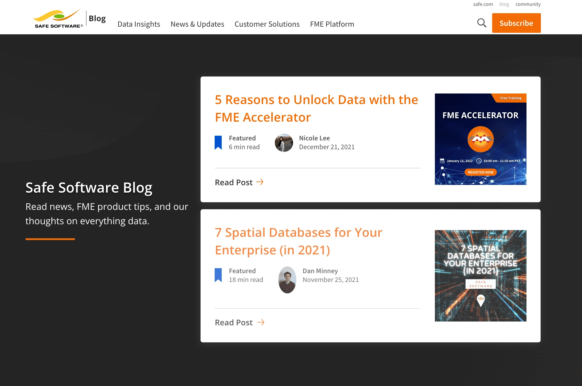 Safe Software's FME blog home page!