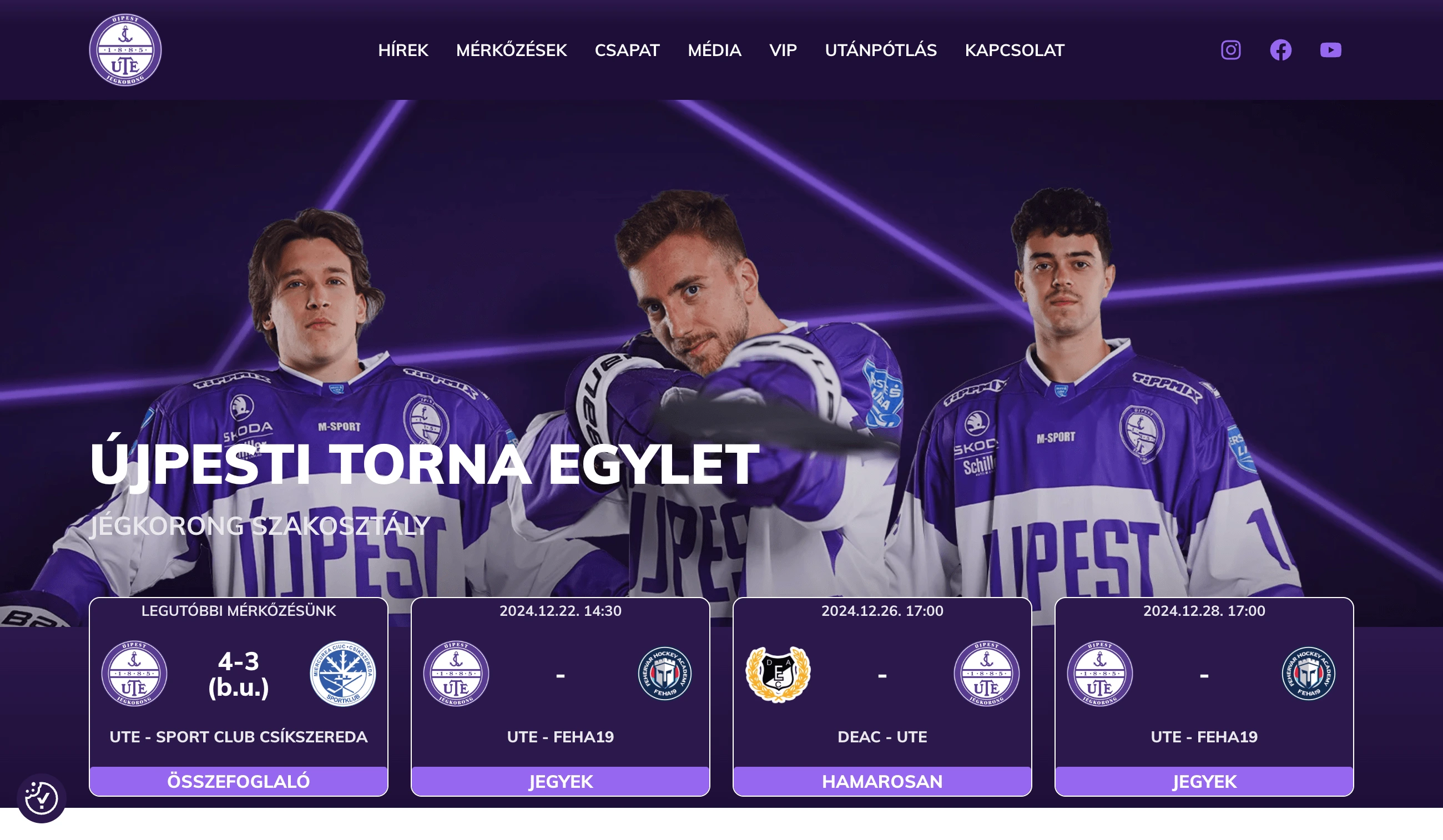 Homepage hero section with championship results.