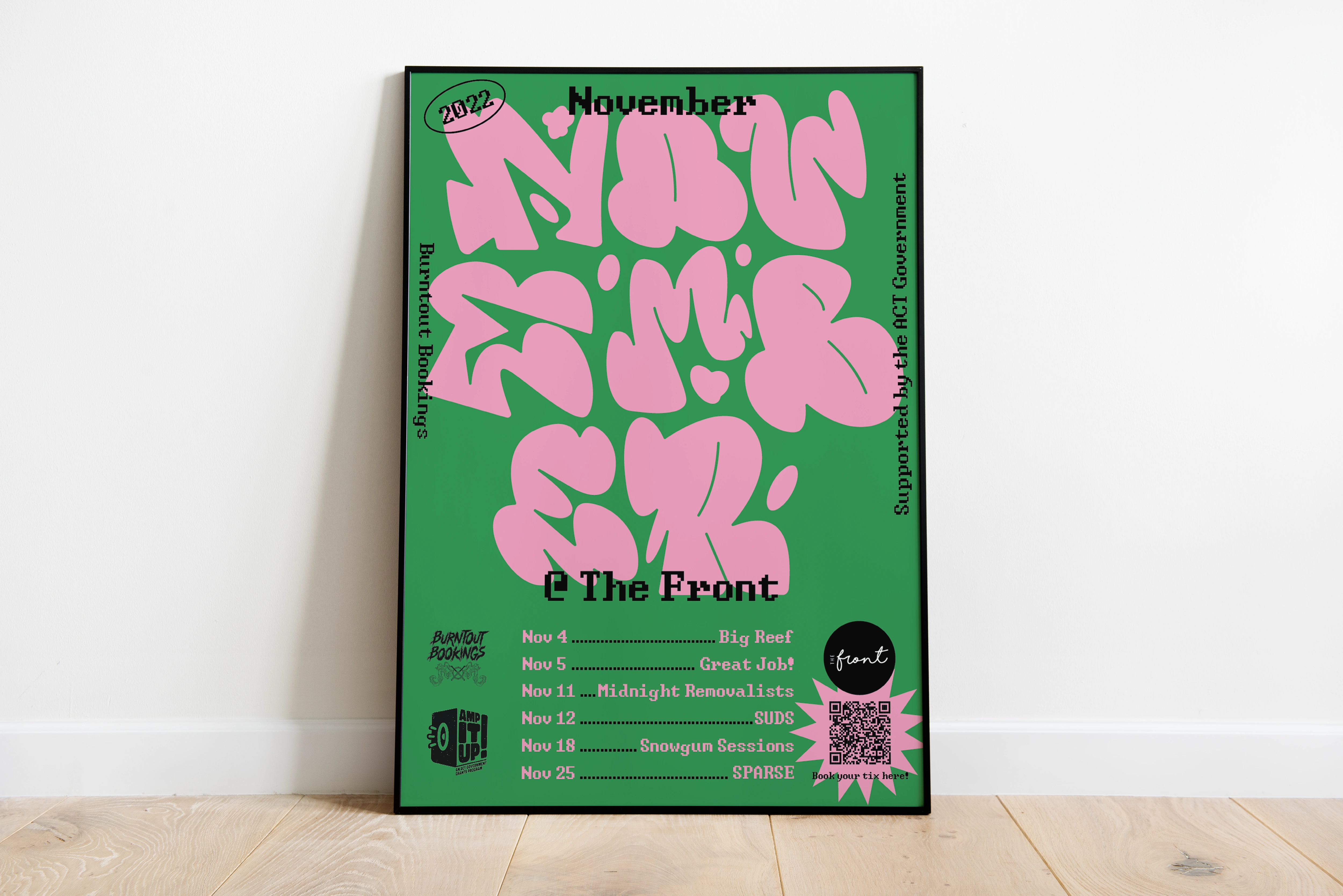 Mockup for the Front's November 2022 Gig Poster