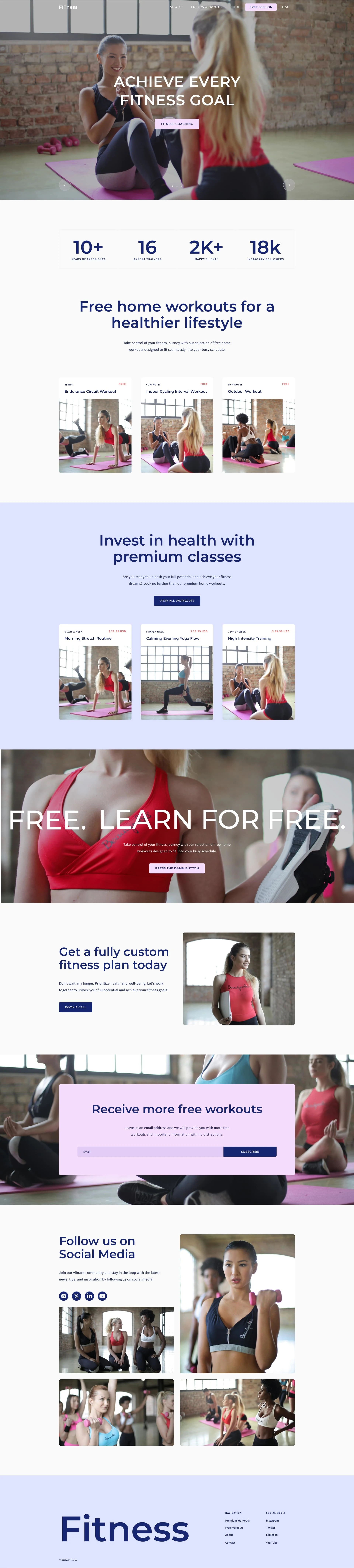 Website Design and Development for an online fitness coaching platform with free and premium workouts and personal coaching.
