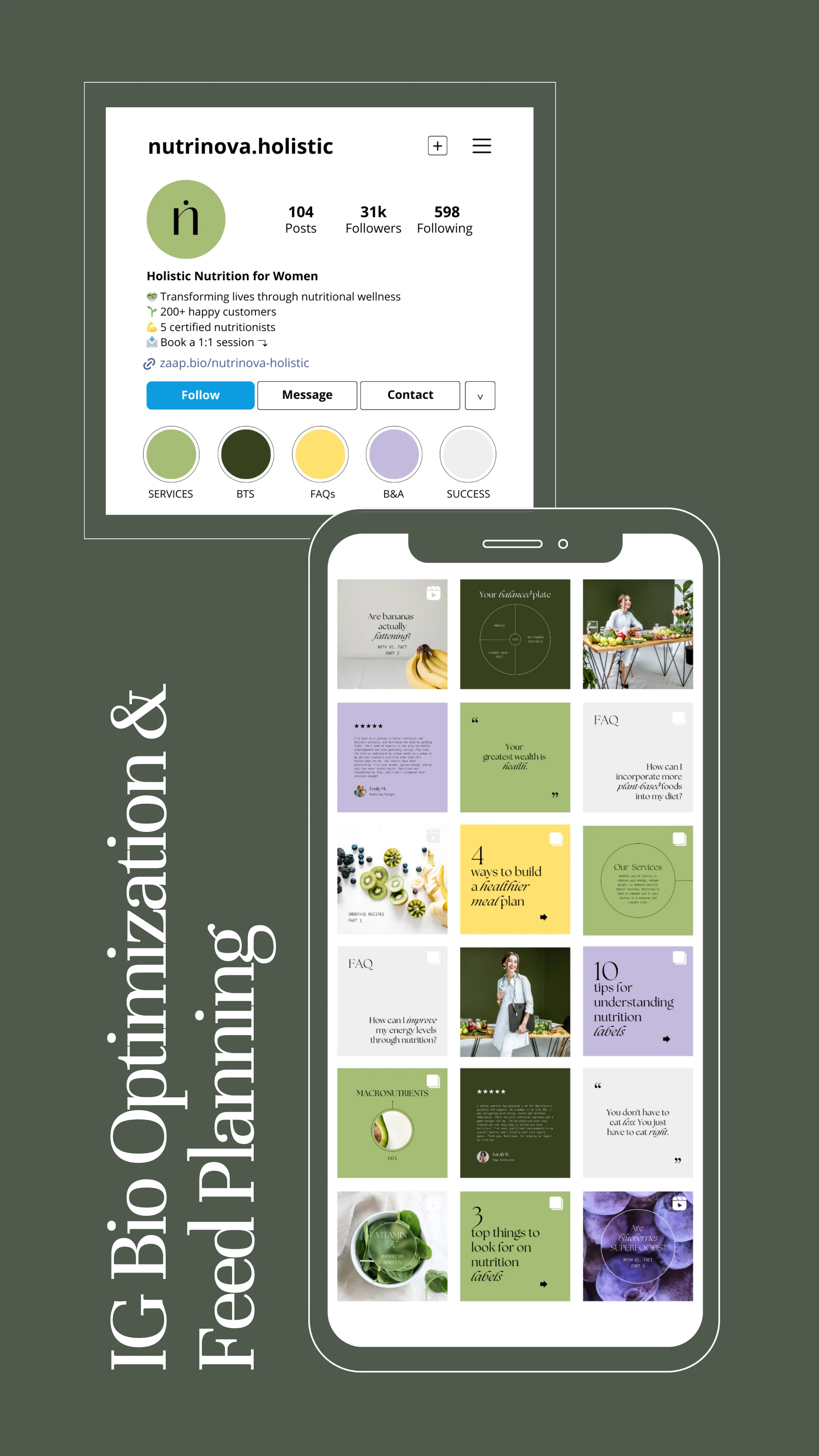 Instagram Bio Optimization, Feed Planning, and Canva Templates for a Holistic Nutrition Center