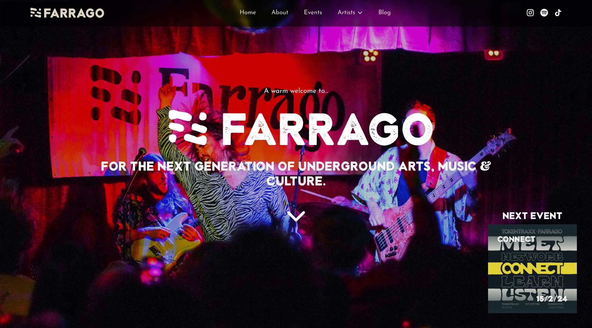 After working with UZO LAB - The Farrago site is now a creative hub used to nurture the Farrago community. There is complex features including a complex CMS backend with several layers, an e-commerce integration plugged into a custom Python backend for ticketing, and an SEO-friendly blog.