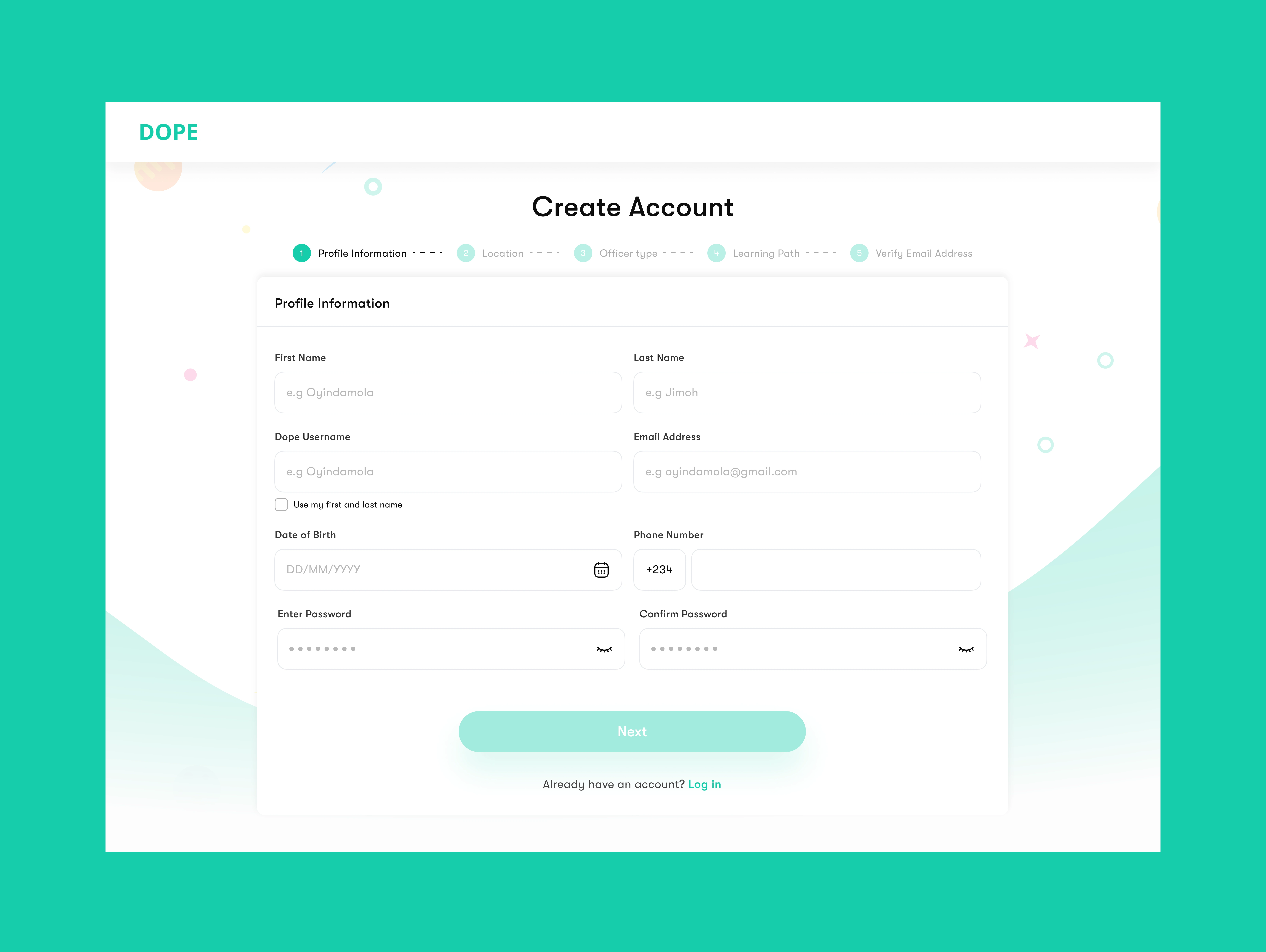 Account creation