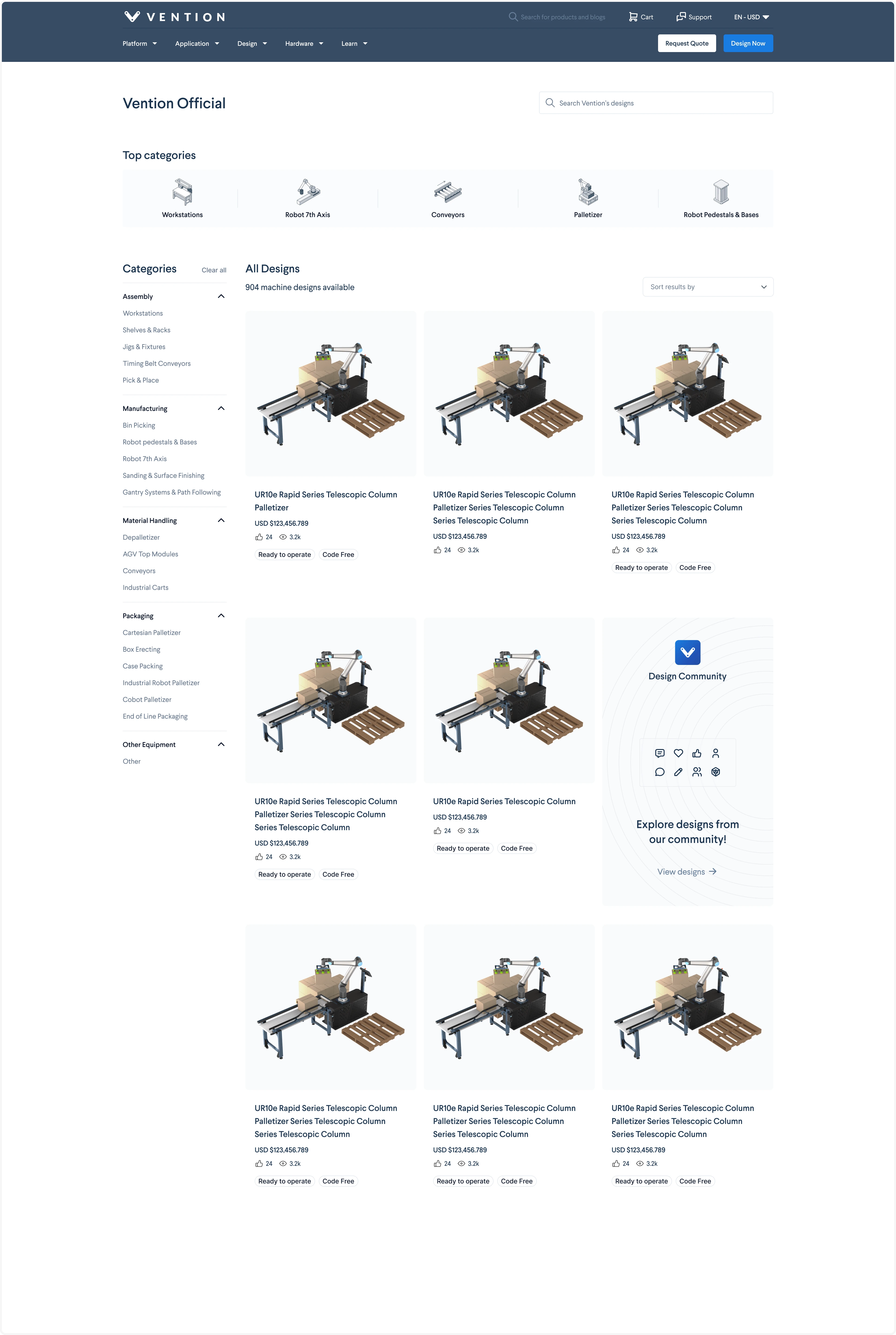 Product e-commerce page with key e-commerce features and improved UI