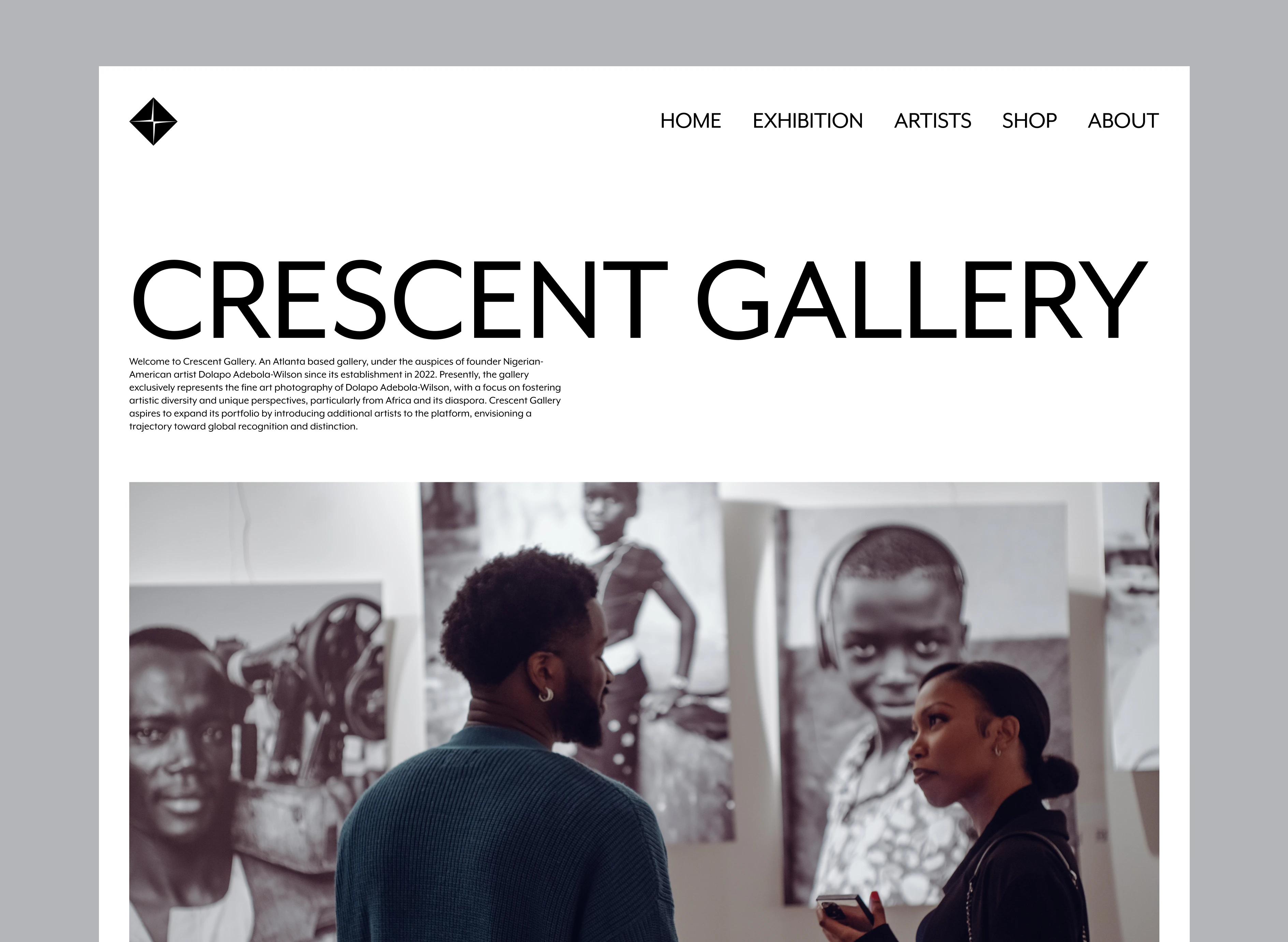 Crescent Gallery's hero page