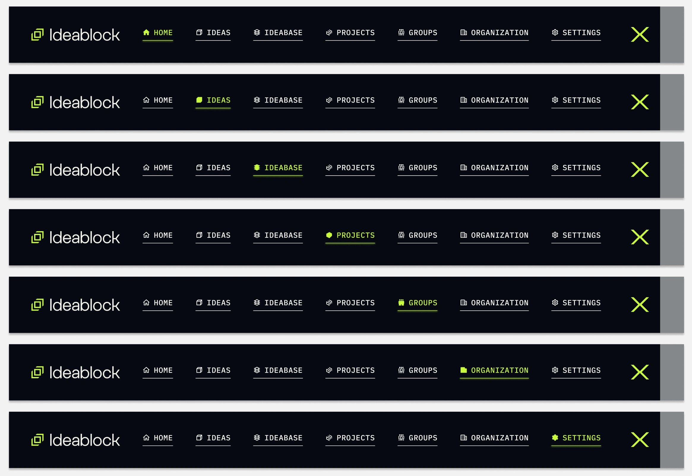 NAV options starting top to bottom