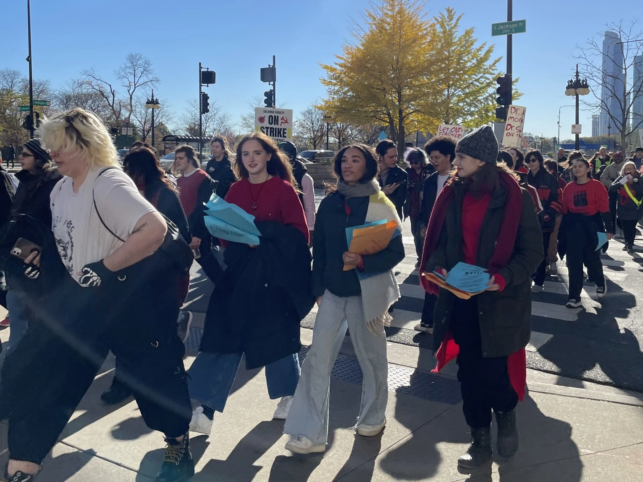 CFAC members and students march from campus to Dr. Kim's mansion on Friday, Nov. 10, 2023. Photo by Maya Liquigan.